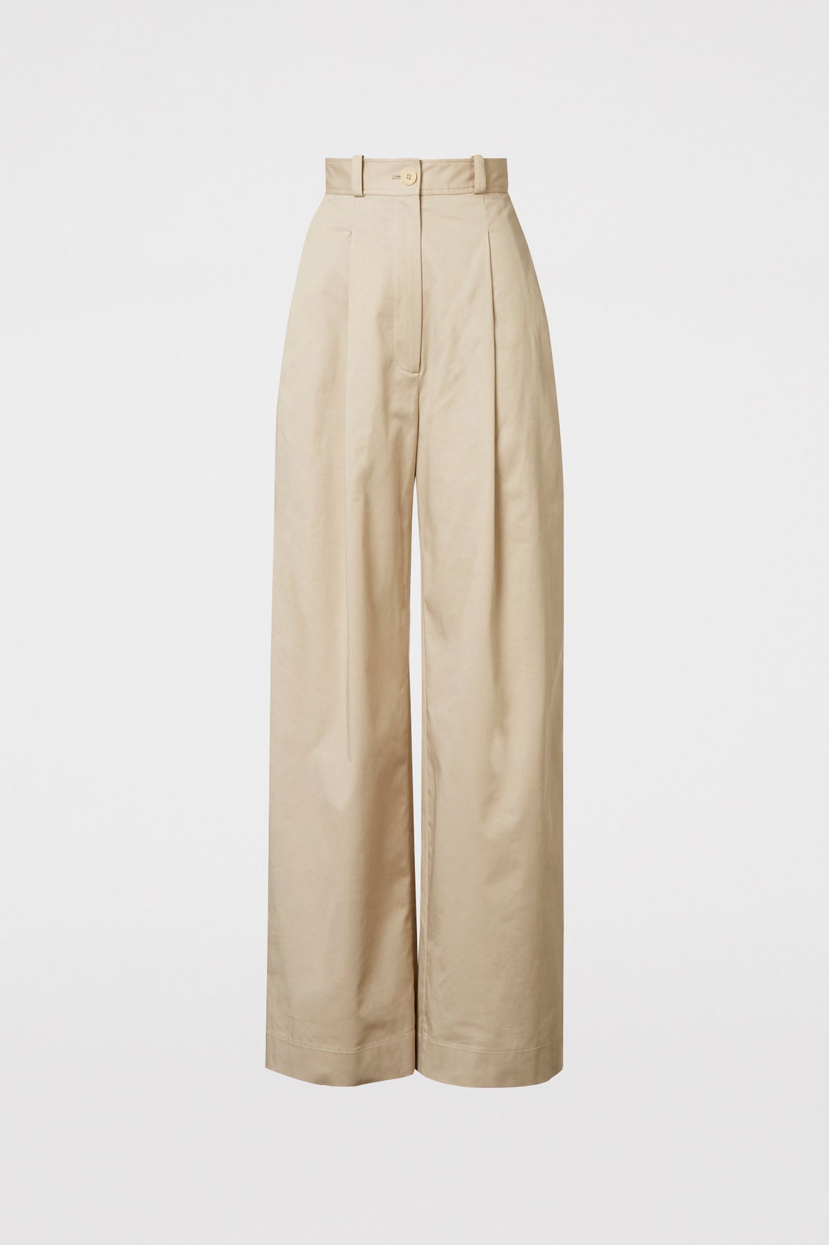 SATEEN PLEAT WIDE LEG TROUSER - PARCHMENT - Scanlan Theodore AU