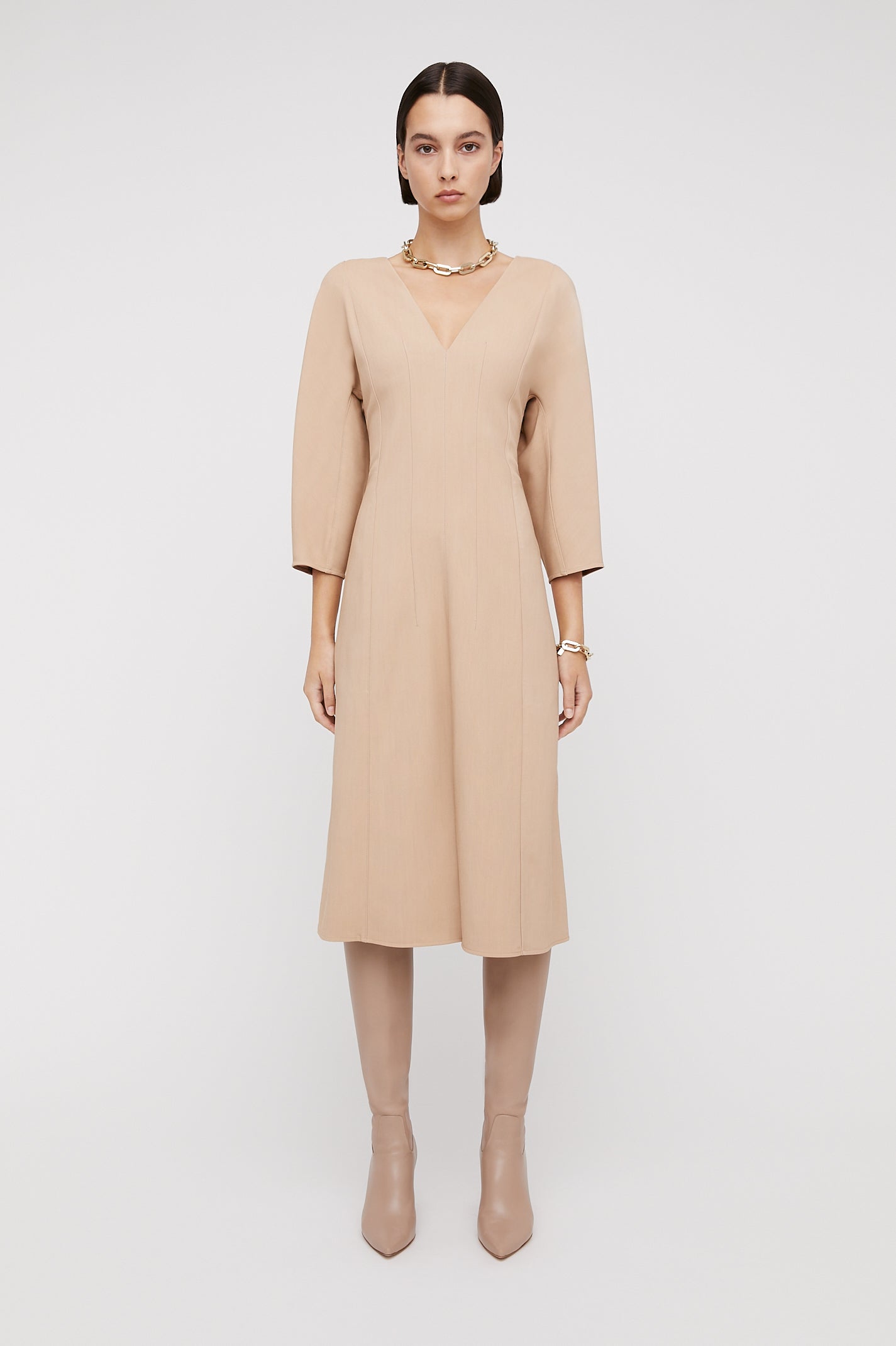 TAILORED COCOON SLEEVE L DRESS - CAPPUCCINO - Scanlan Theodore