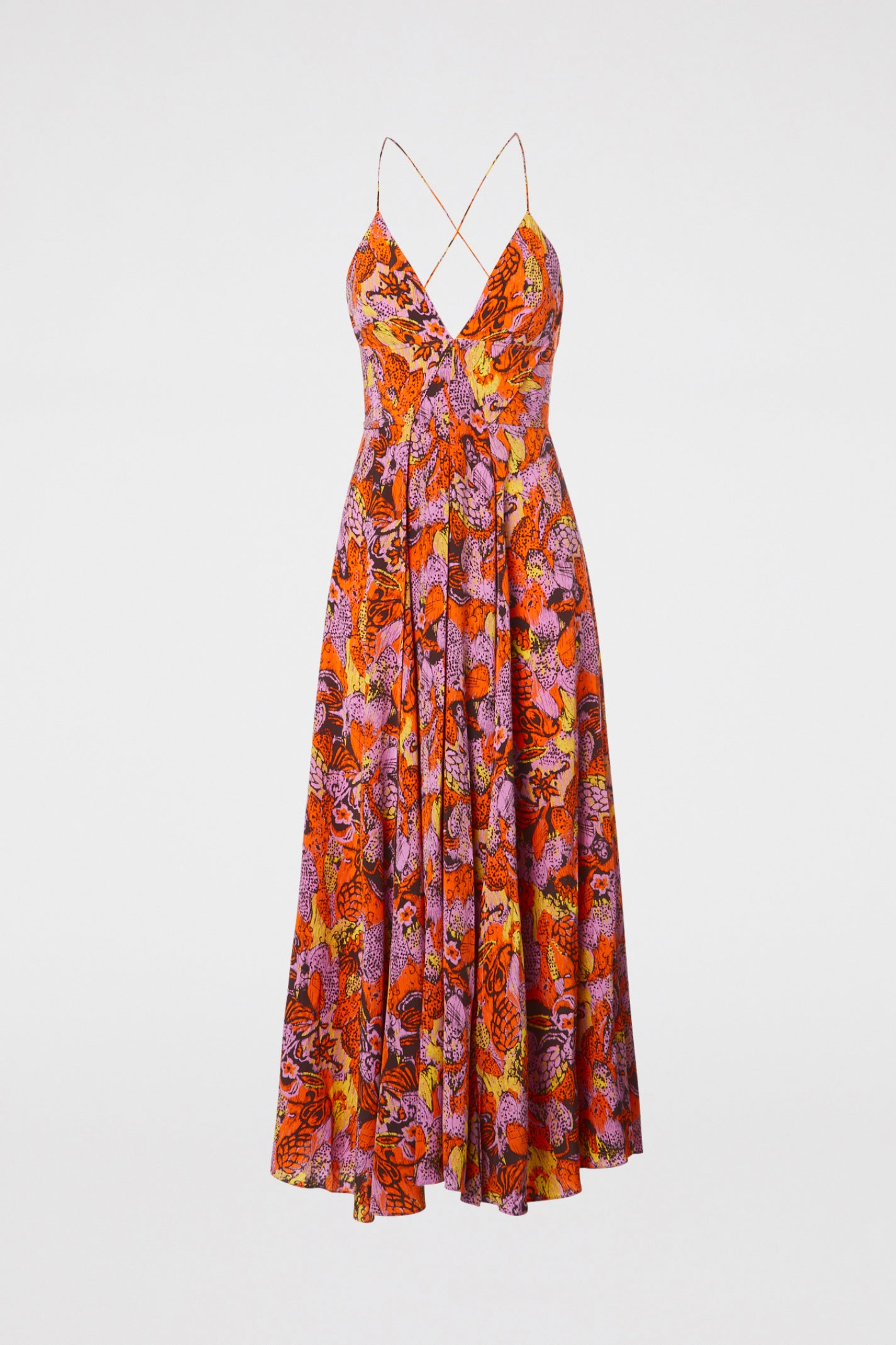 SILK IKAT FLORAL DRESS-TANGERINE - Scanlan Theodore