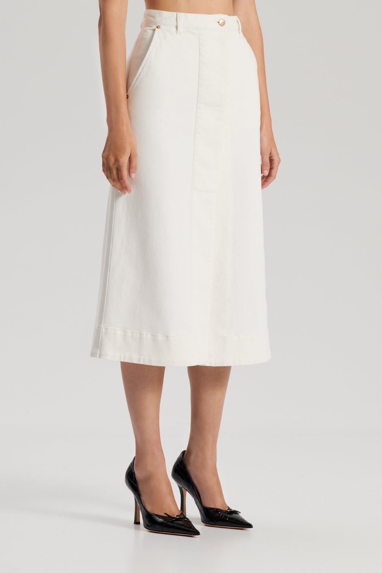 LADIES HIGH WAISTED WHITE SKIRT - DENIM WISE MANCHESTER