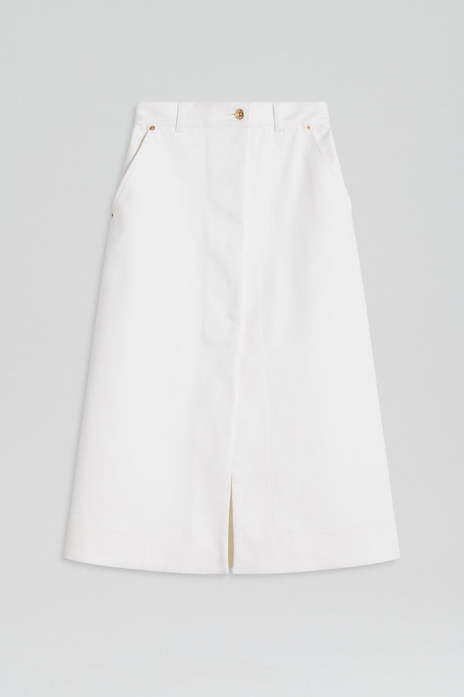 MERCERISED COTTON SKIRT - WHITE - Scanlan Theodore