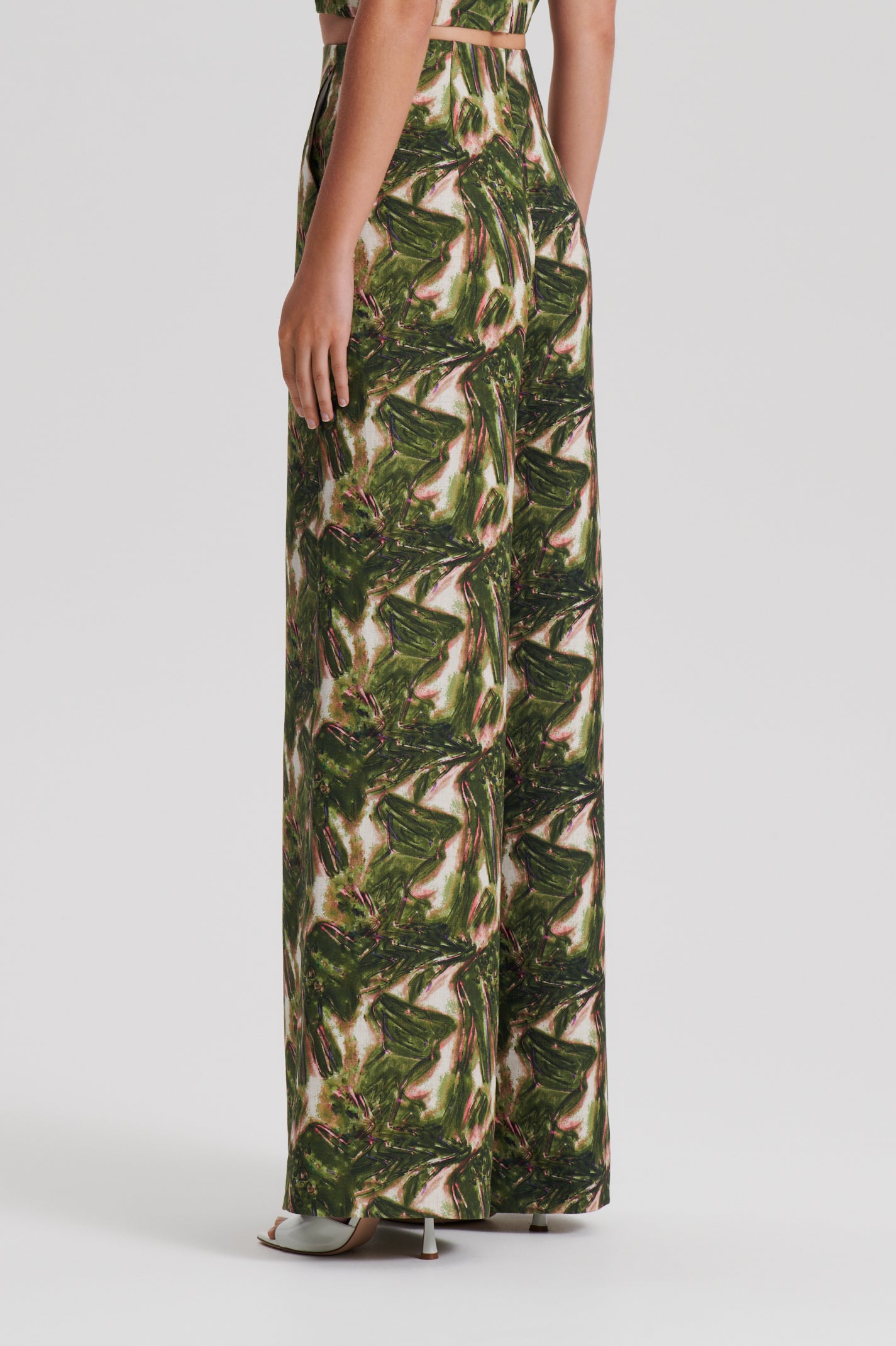 ITALIAN PRINTED LINEN TROUSER - KHAKI - Scanlan Theodore