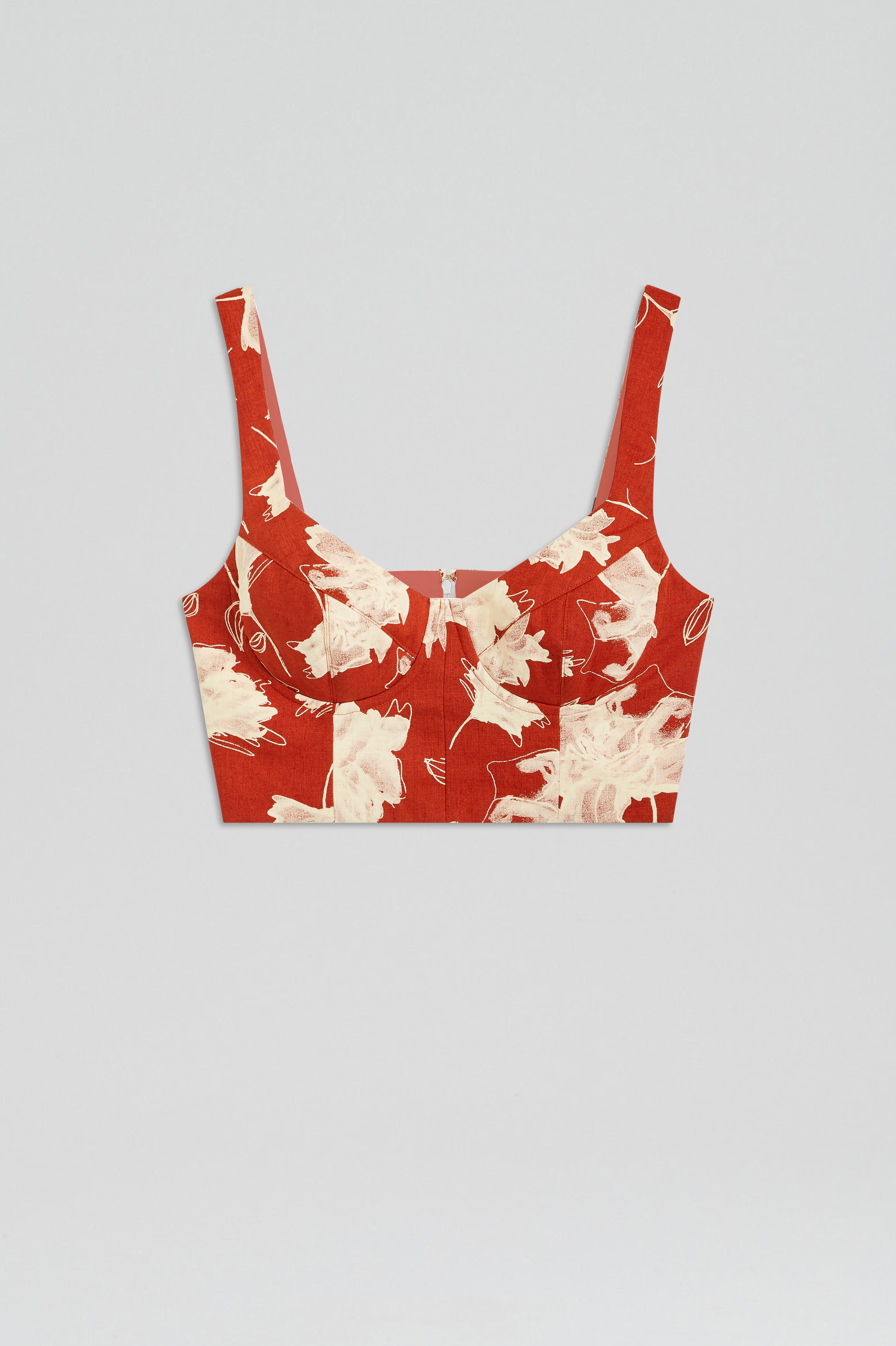 FLORAL LINEN BRALETTE - RUST - Scanlan Theodore