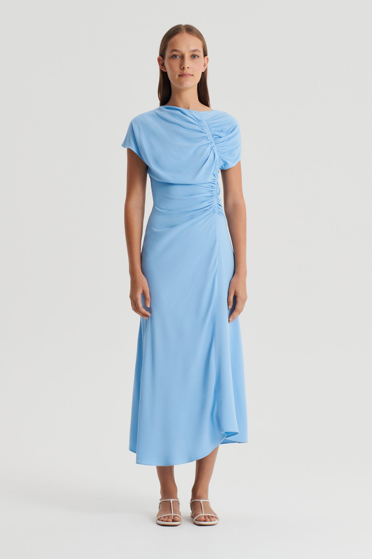 GATHERED DRAPE DRESS - SKY - Scanlan Theodore UK