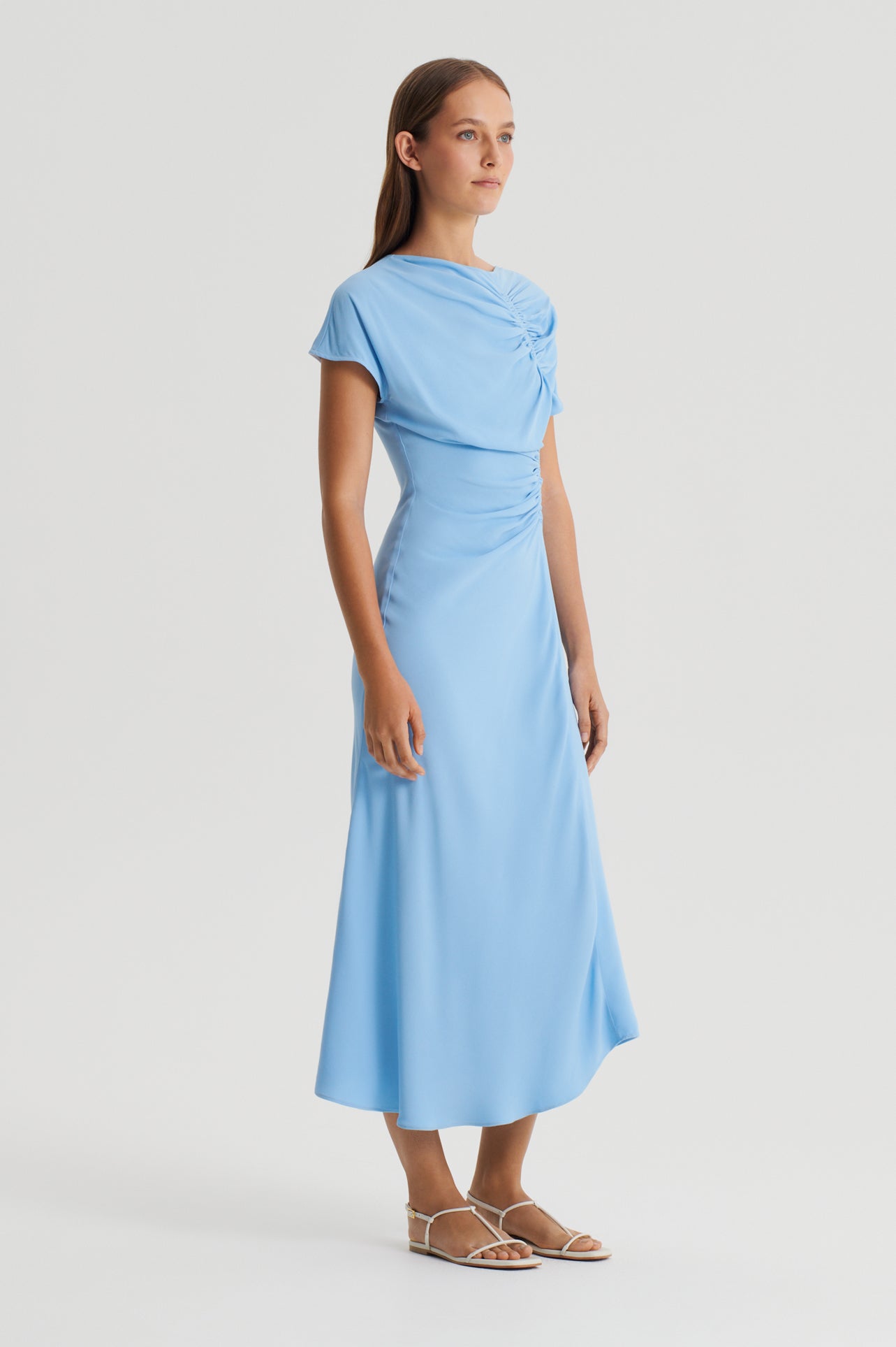 GATHERED DRAPE DRESS - SKY - Scanlan Theodore UK