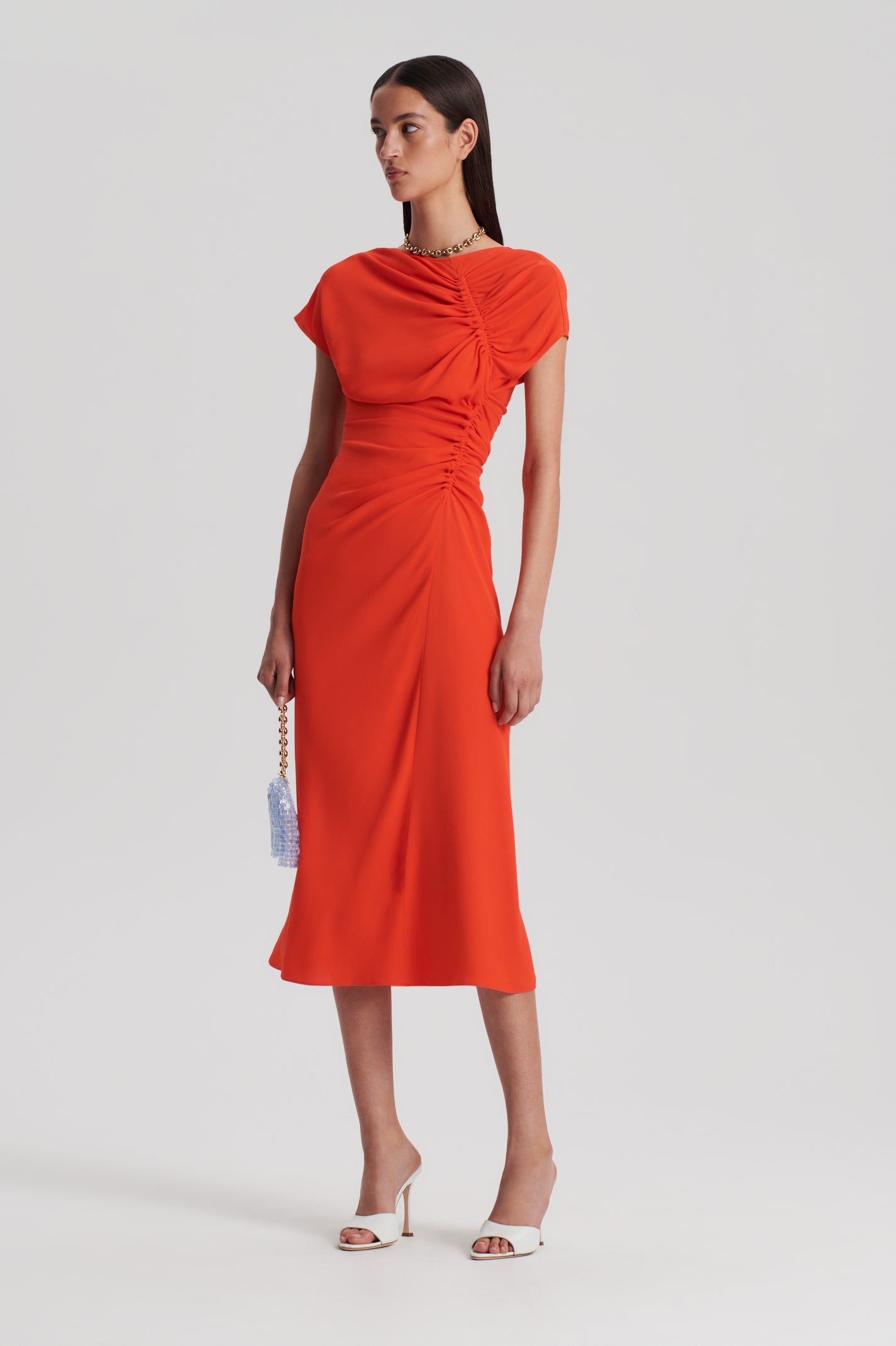 GATHERED DRAPE DRESS - TANGELO - Scanlan Theodore EU