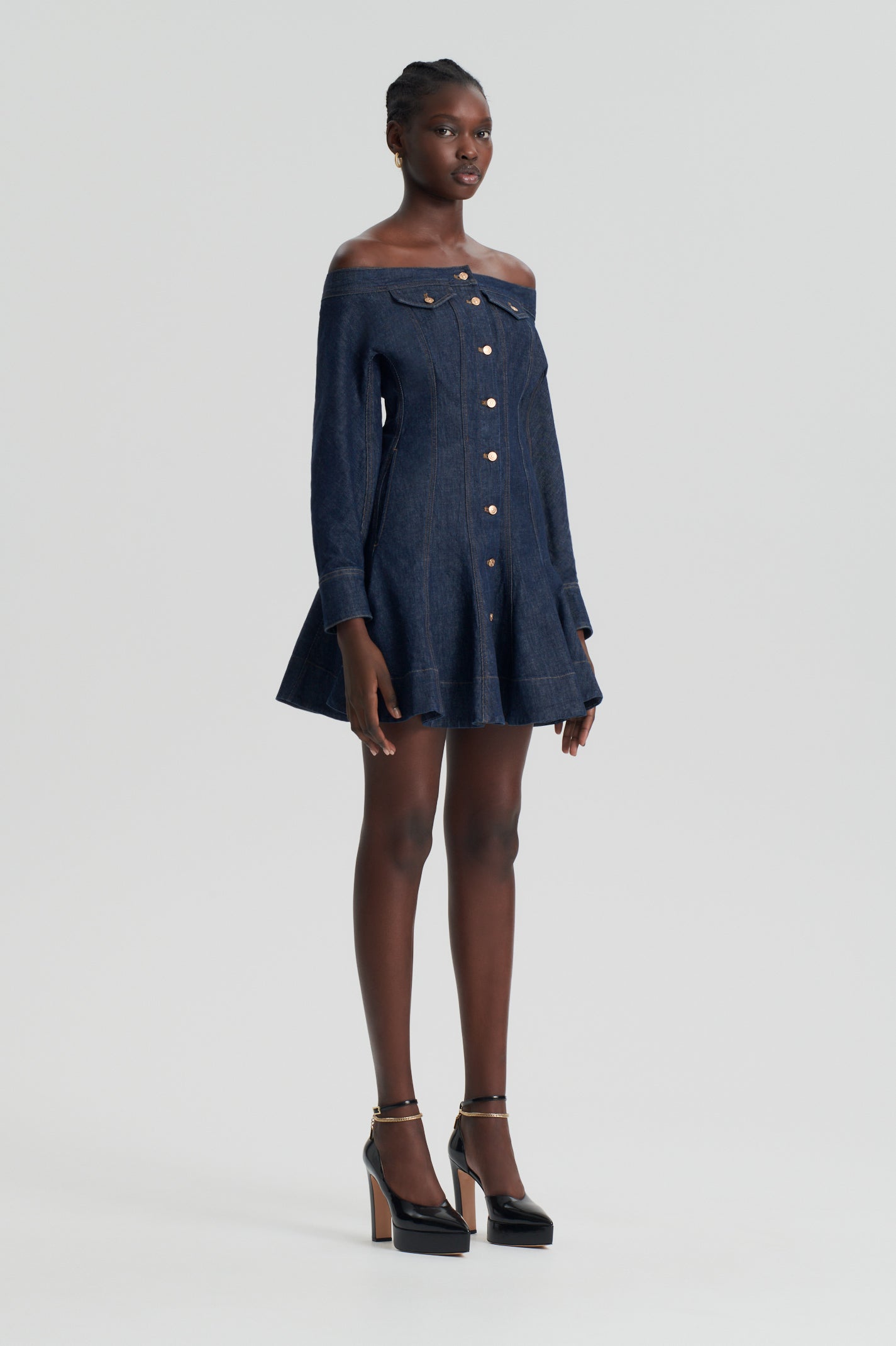 DENIM SKATER DRESS - INDIGO - Scanlan Theodore EU