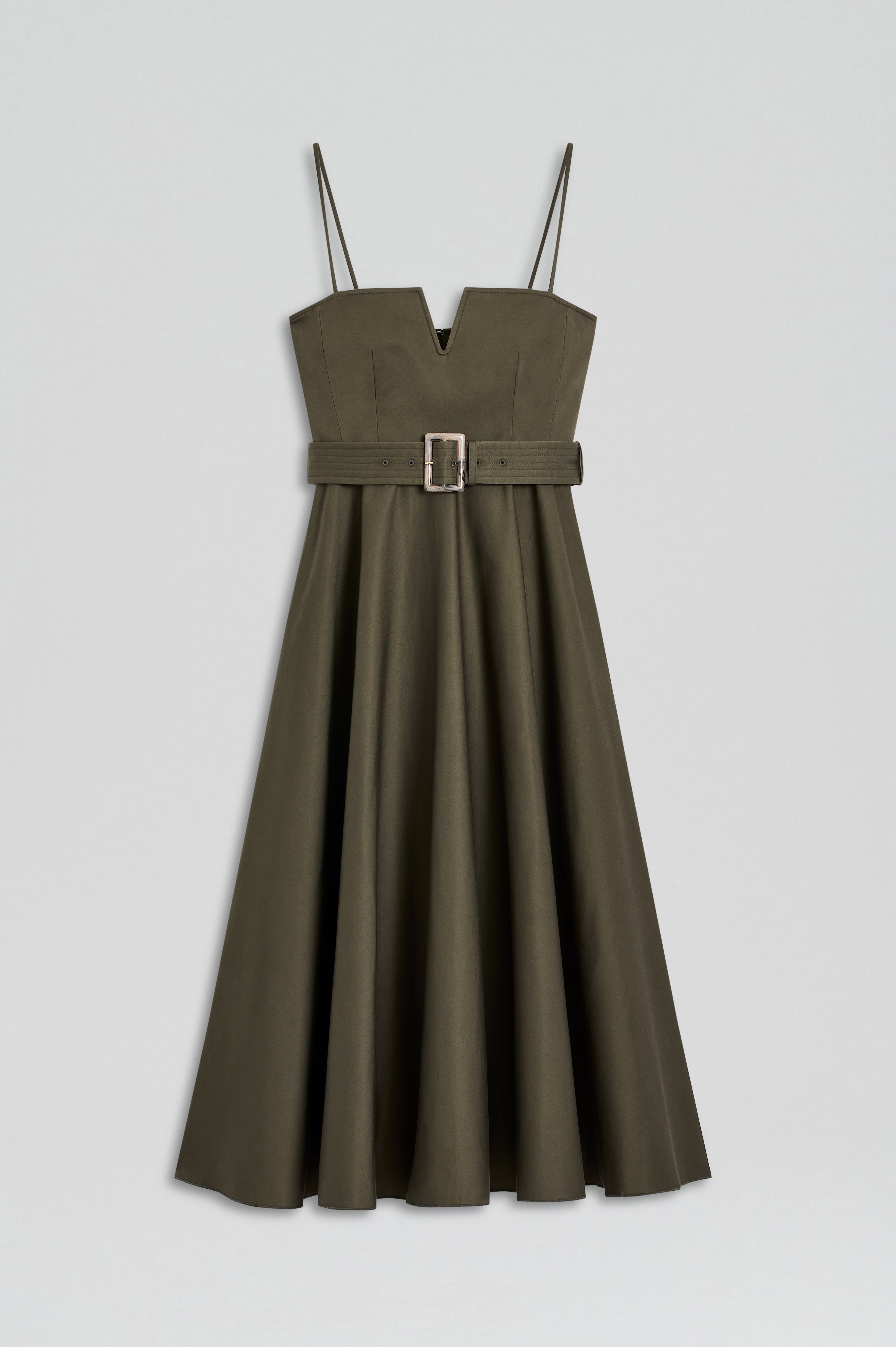 SATEEN RESIN TRIM DRESS - KHAKI - Scanlan Theodore