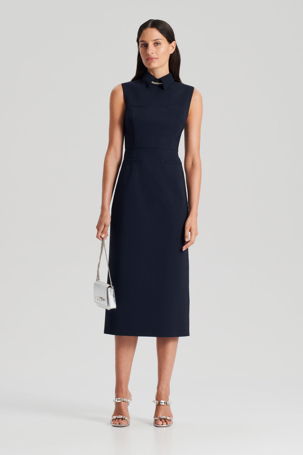 SCUBA PENCIL DRESS - NAVY - Scanlan Theodore