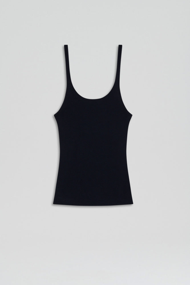 CREPE KNIT RIB SINGLET - NAVY - Scanlan Theodore