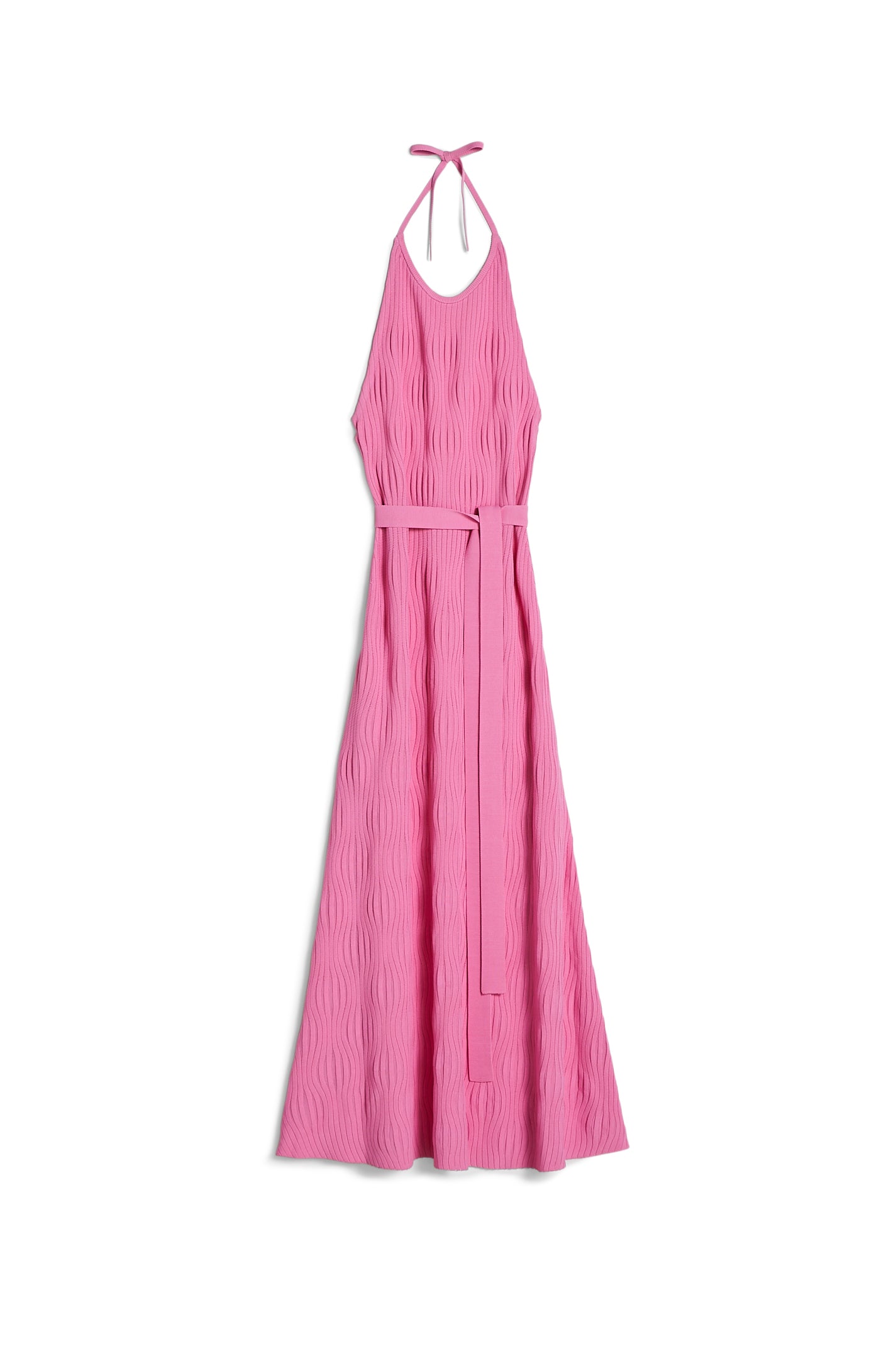 PLEAT SCALLOP HALTER DRESS