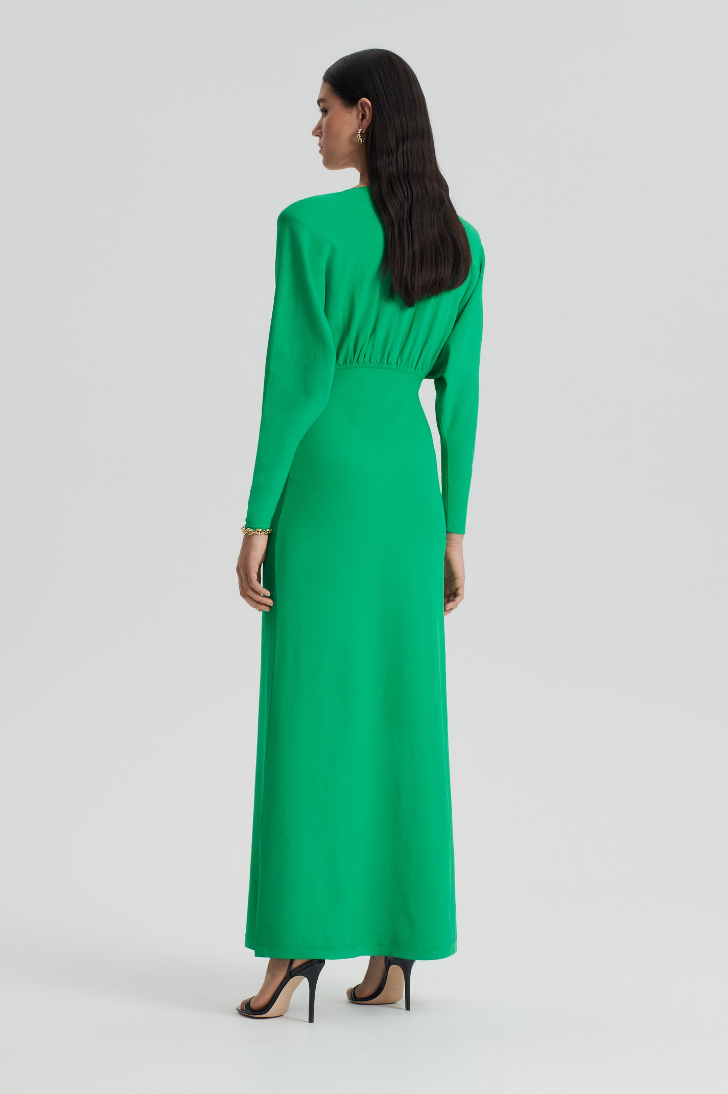 CREPE KNIT DOLMAN SLEEVE GOWN - GREEN - Scanlan Theodore