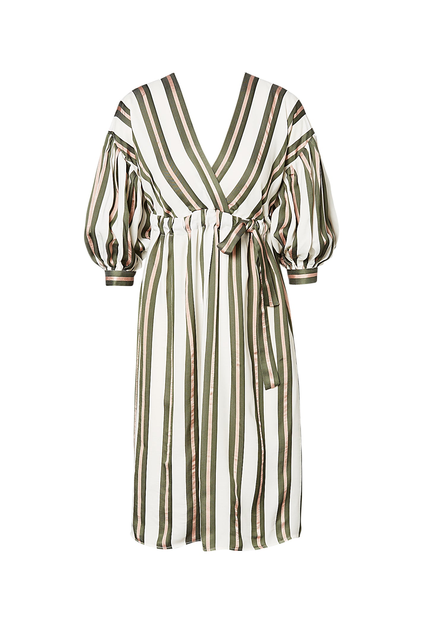 STRIPE VISCOSE DRESS - KHAKI - Scanlan Theodore