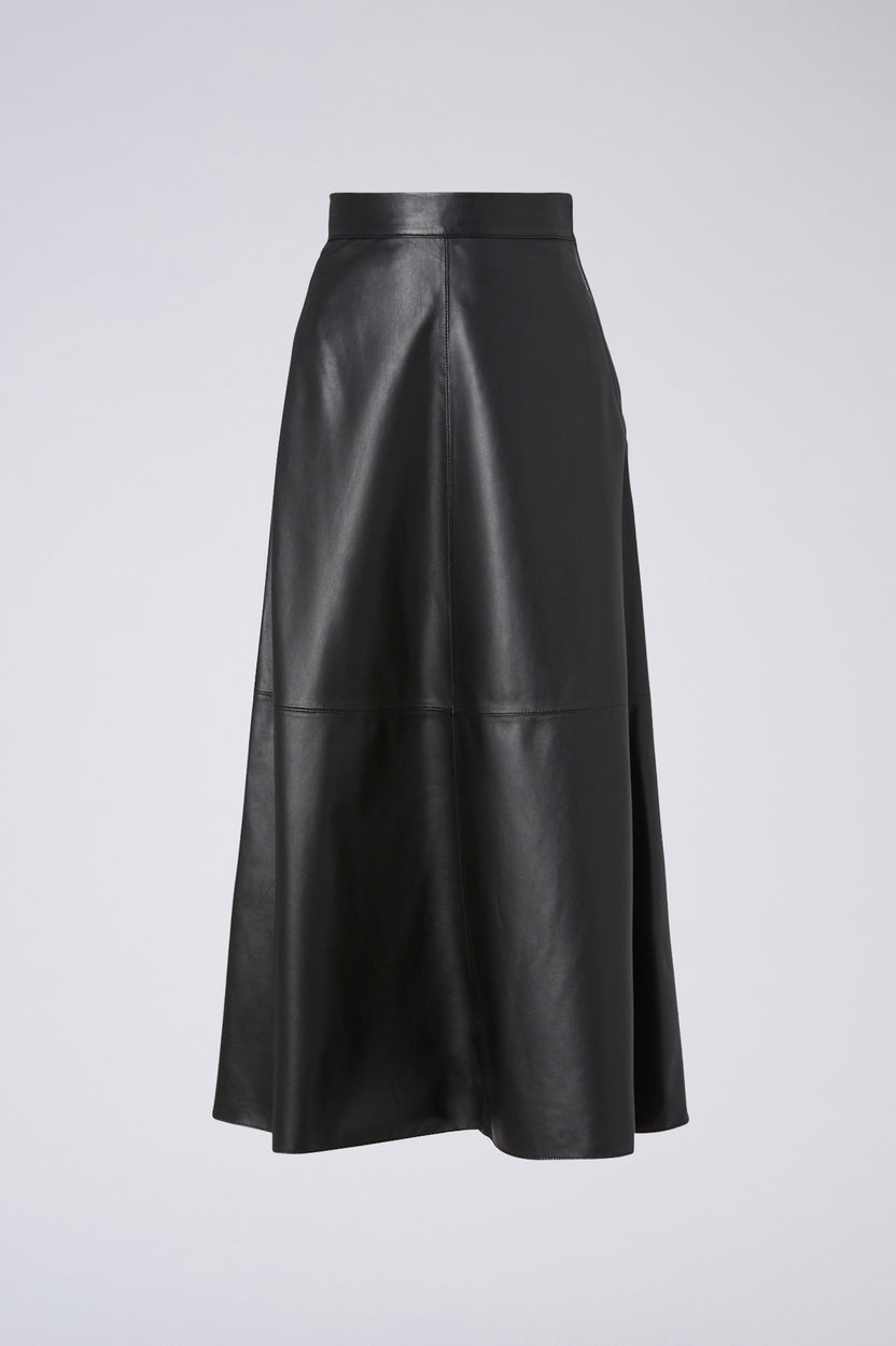 LEATHER LONG SKIRT - BLACK - Scanlan Theodore