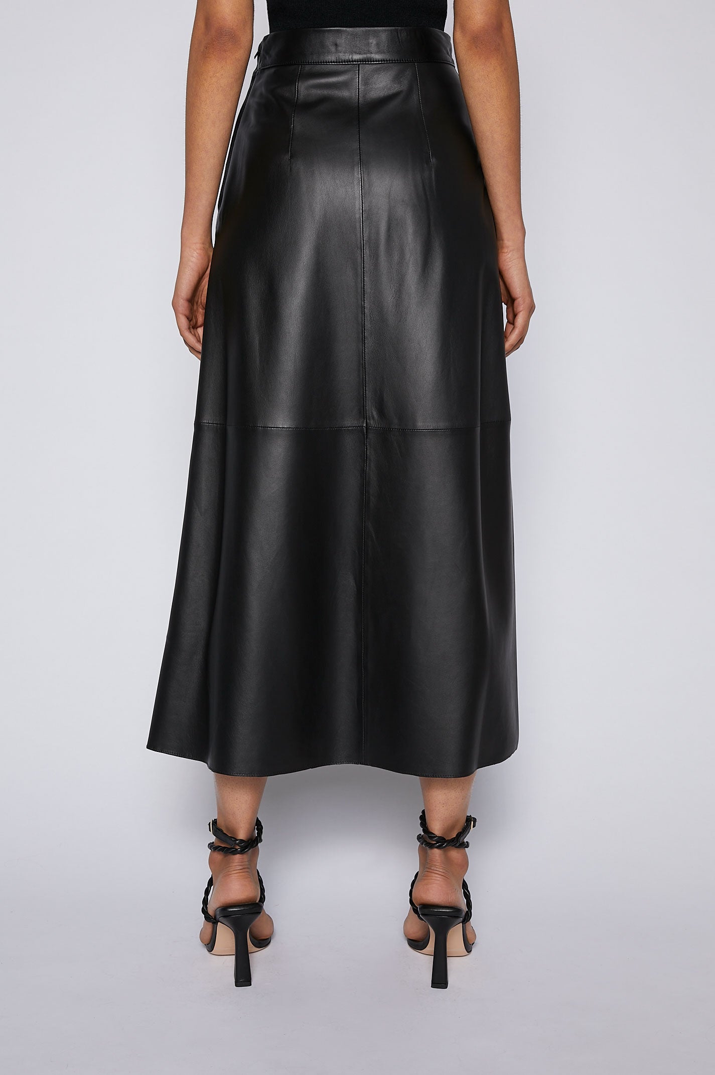 LEATHER LONG SKIRT - BLACK - Scanlan Theodore