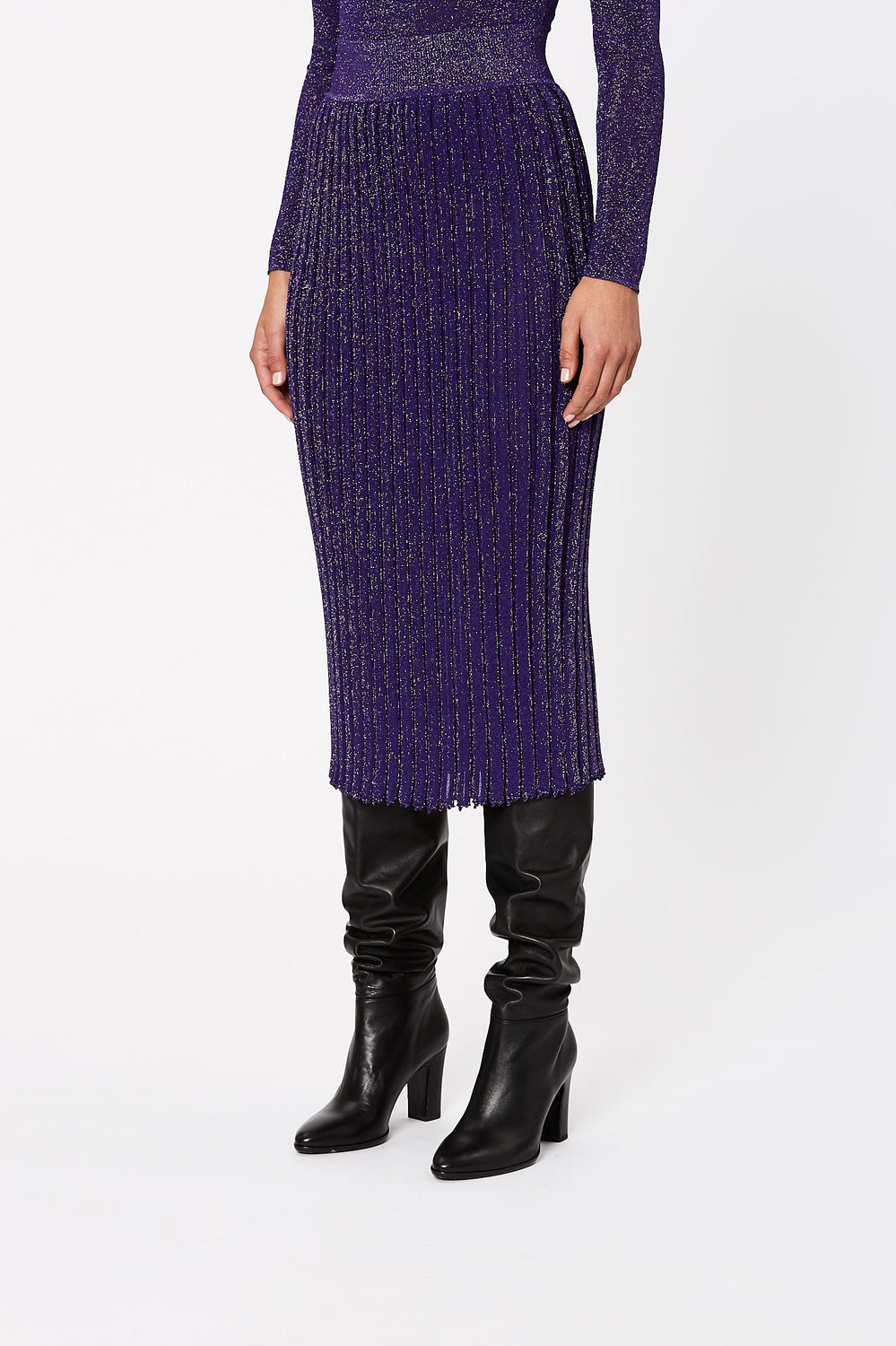 Sparkle Rib Pleated Skirt 16 Purple Scanlan Theodore 