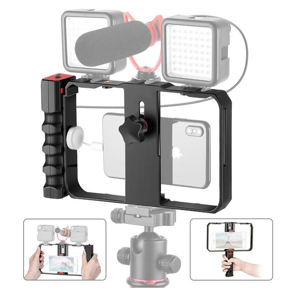 Universal Smartphone Cage Photo Video Rig with Hand Grip Hypop