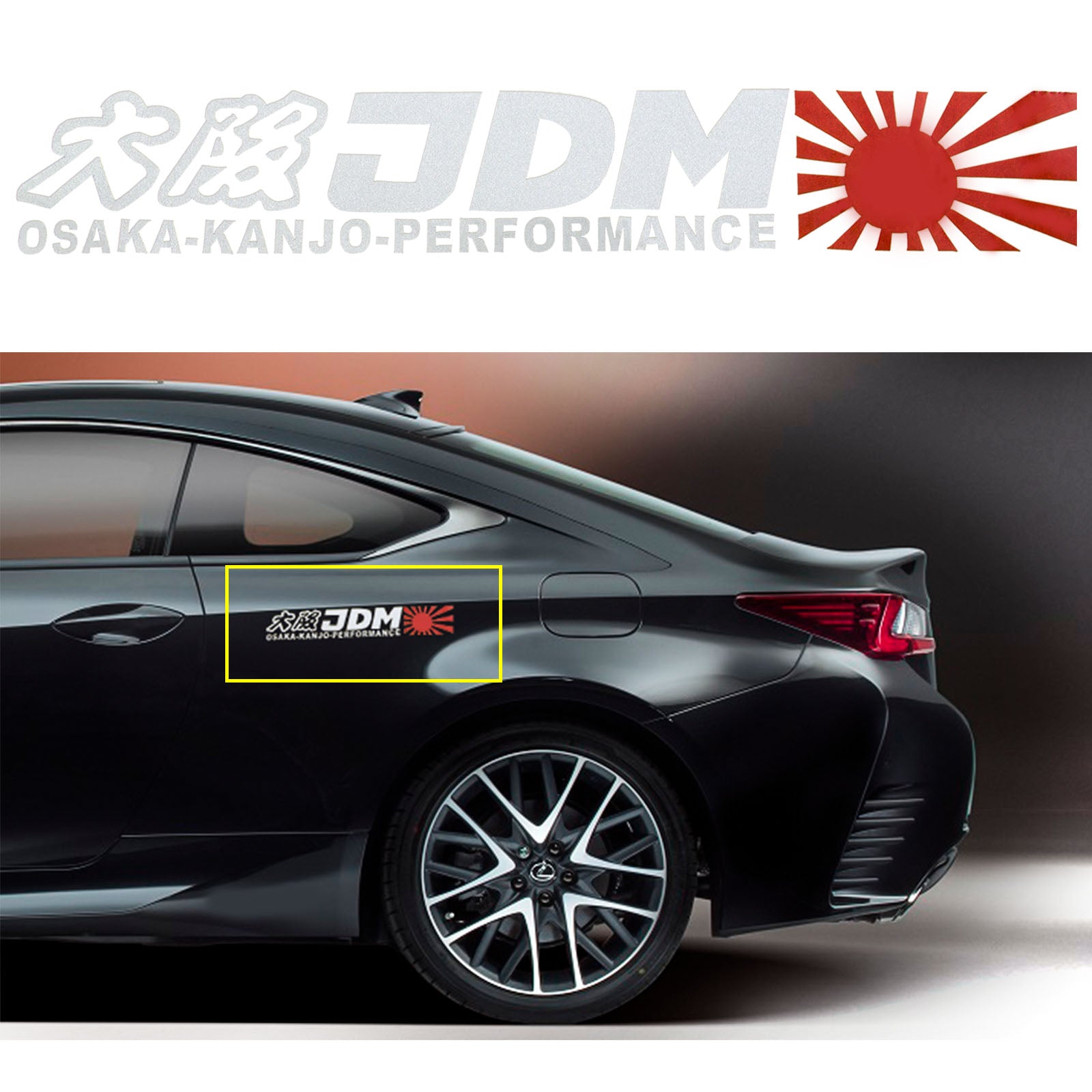 OSAKA-KANJO-PERFORMANCE Letter Decal Rising Sun JDM Japanese Performan