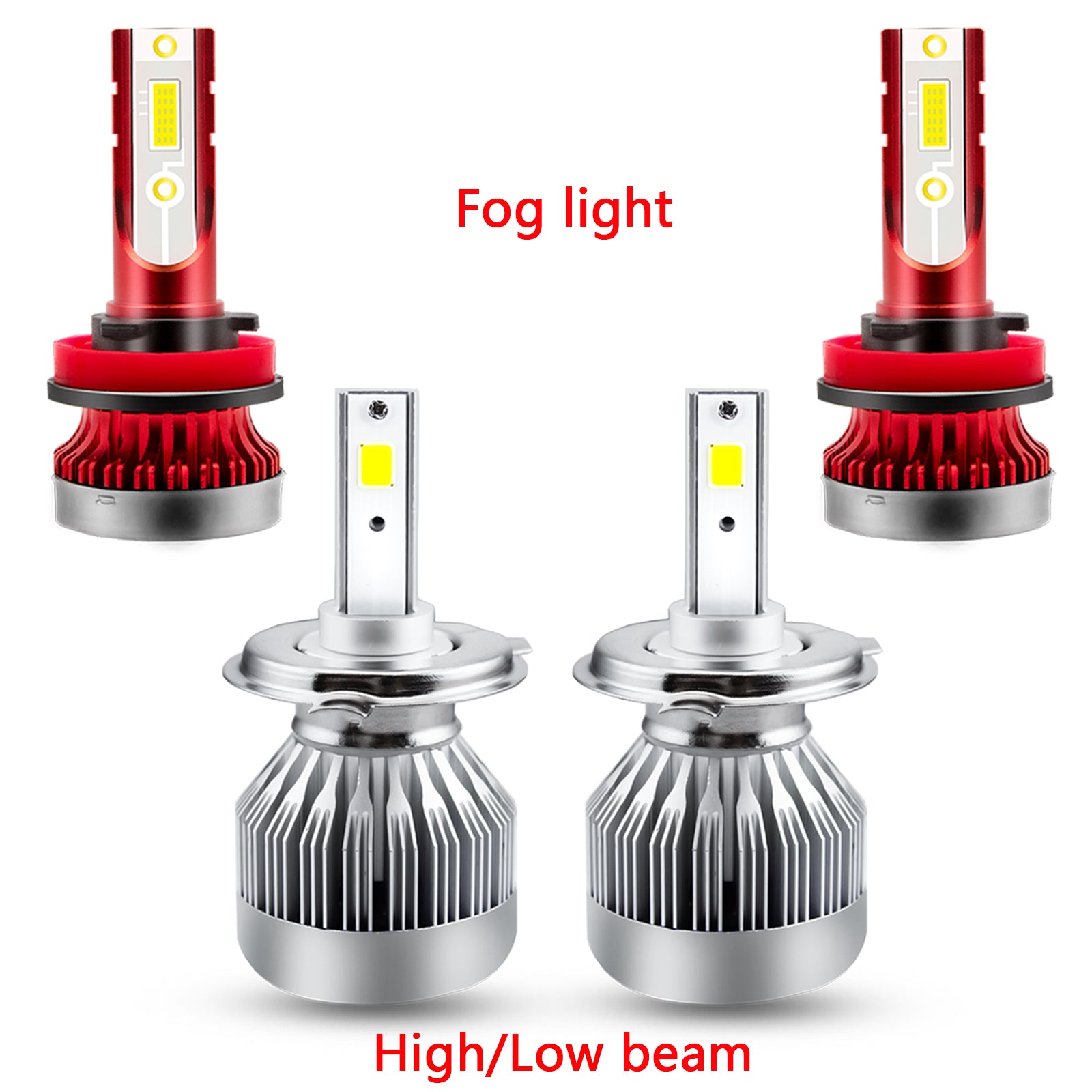 4pcs for Toyota Tundra 2014-2019 LED Headlight Low High Beam Fog Light