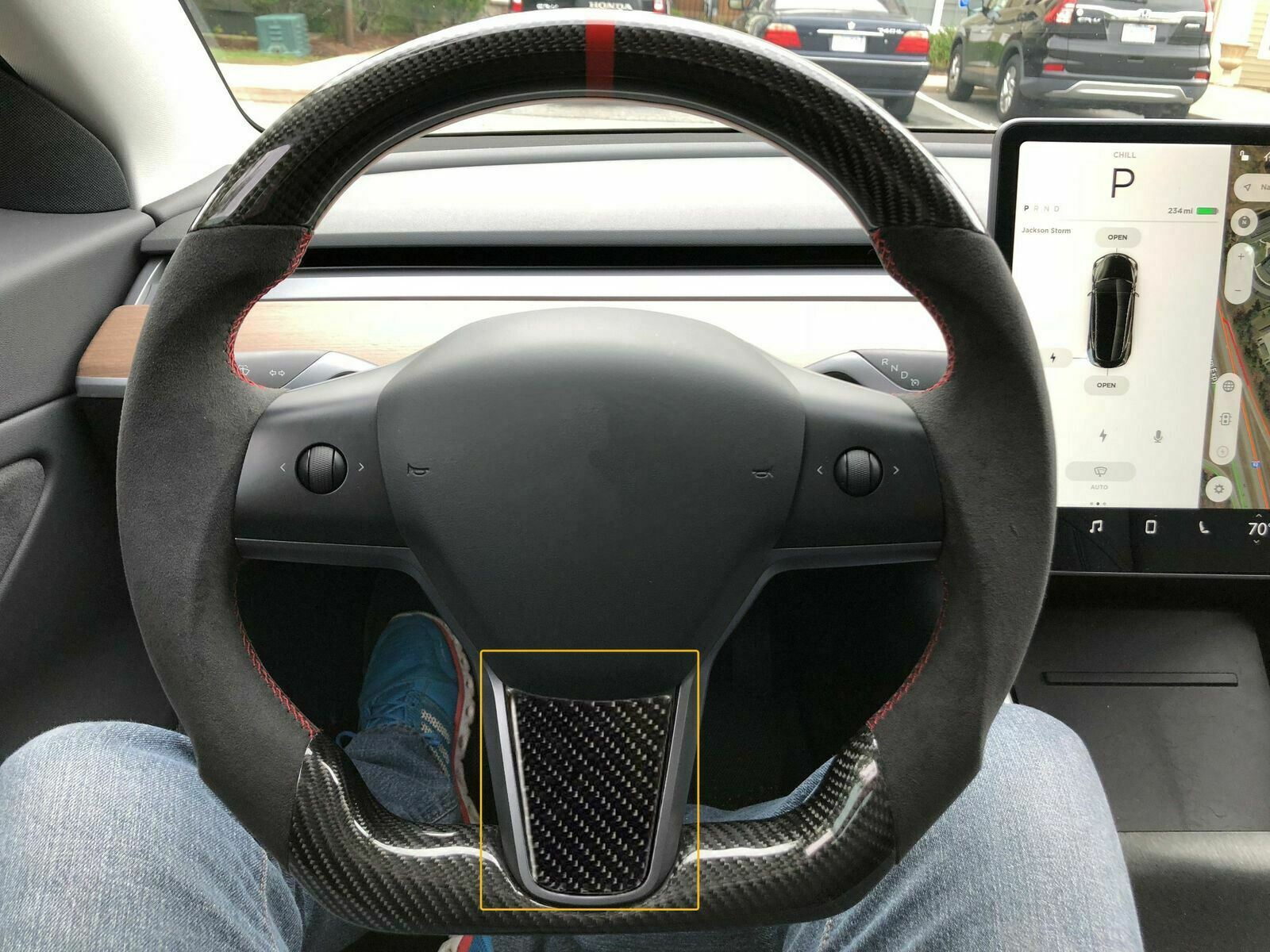 For Tesla Model 3 2017 2019 Carbon Fiber Interior Steering