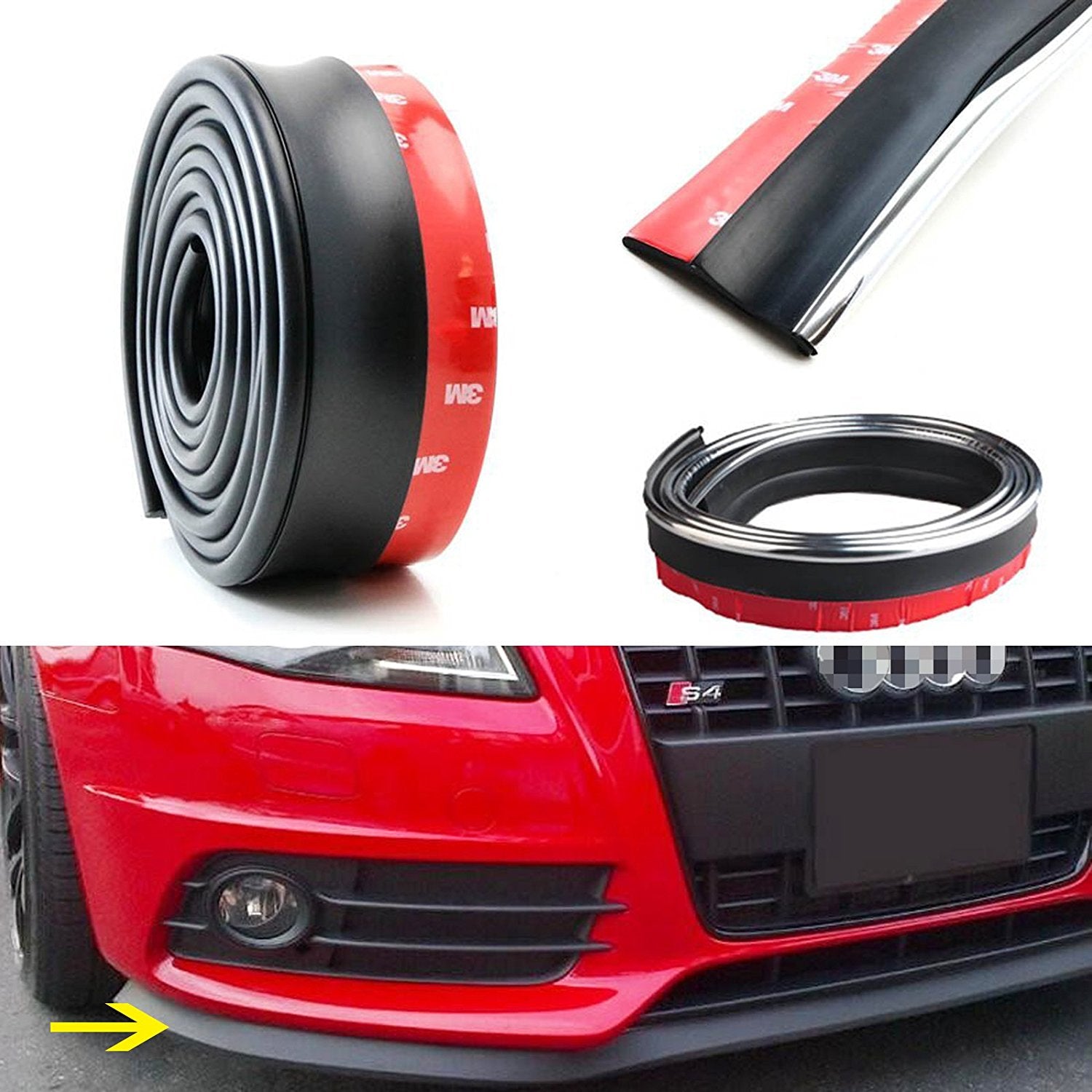 1x Front Bumper Lip Universal Splitter Chin Spoiler Racing Sporty Body