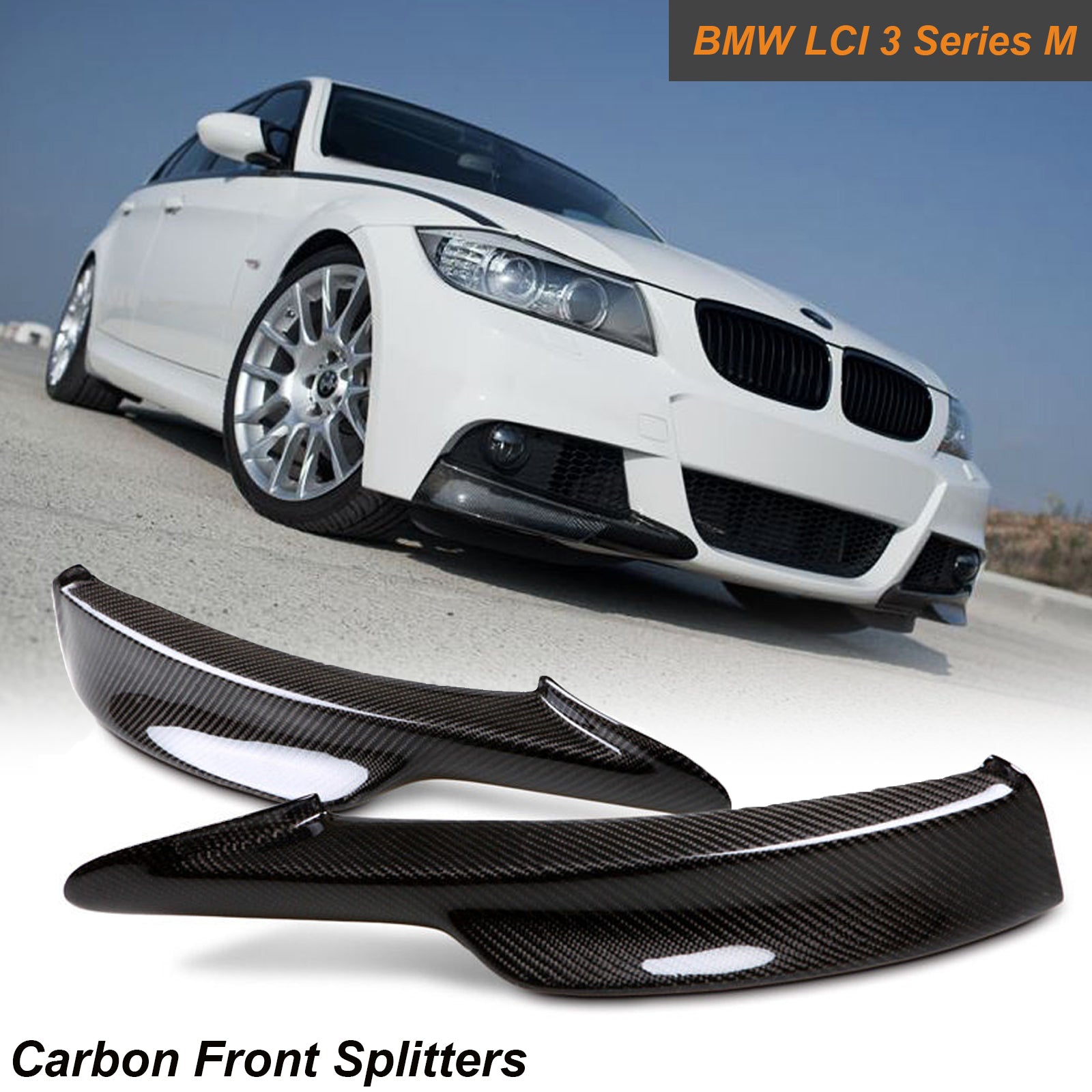 Carbon Fiber Front Splitters Bumper Lip Covers Air Dams For BMW E90 E9 ...