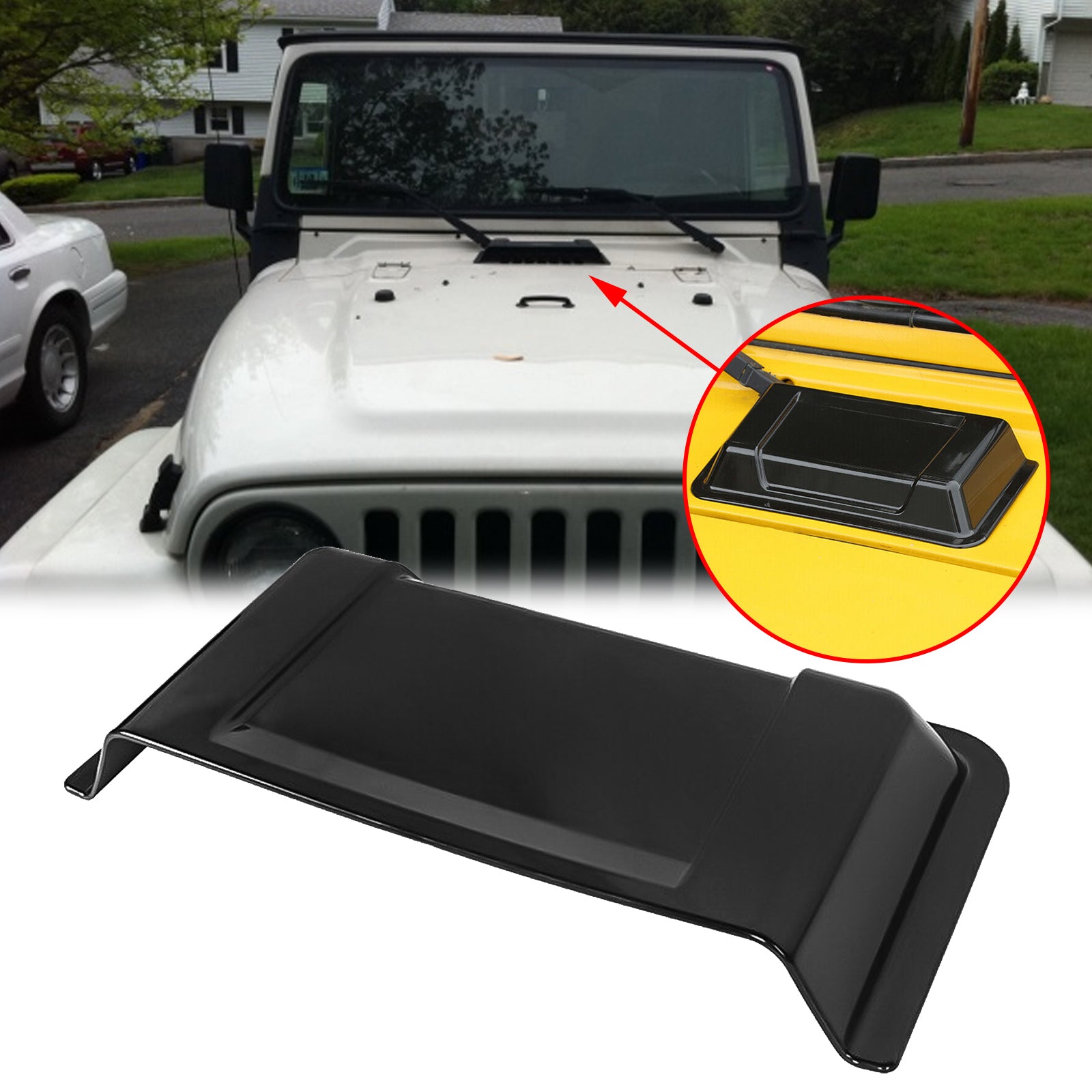 Black Cowl Hood Vent Scoop Cover Air Vent Accessories for Jeep Wrangle |  Xotic Tech