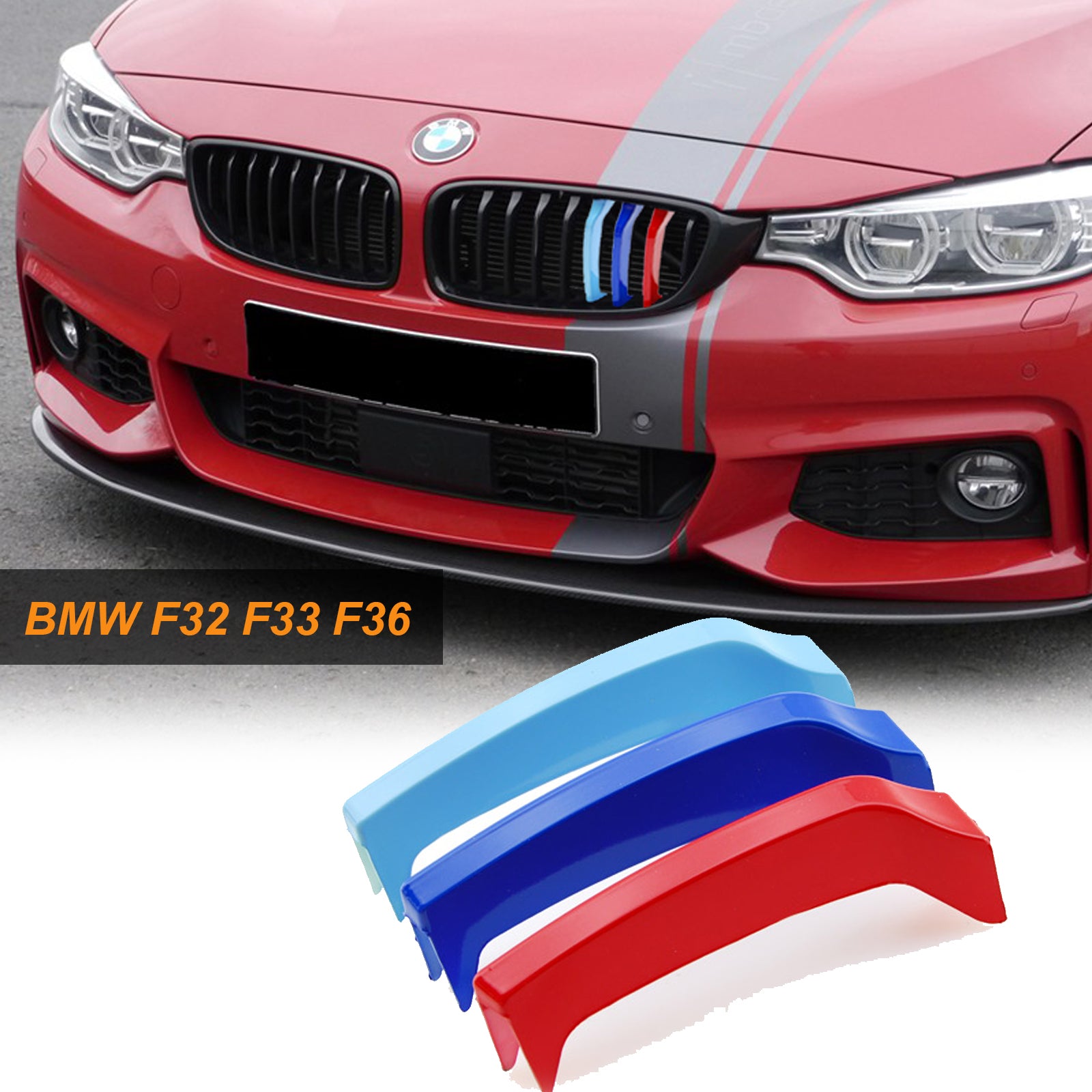 M-Colored Grille Insert Trim Tri Color Strips Fit BMW 4 Series F32 F33