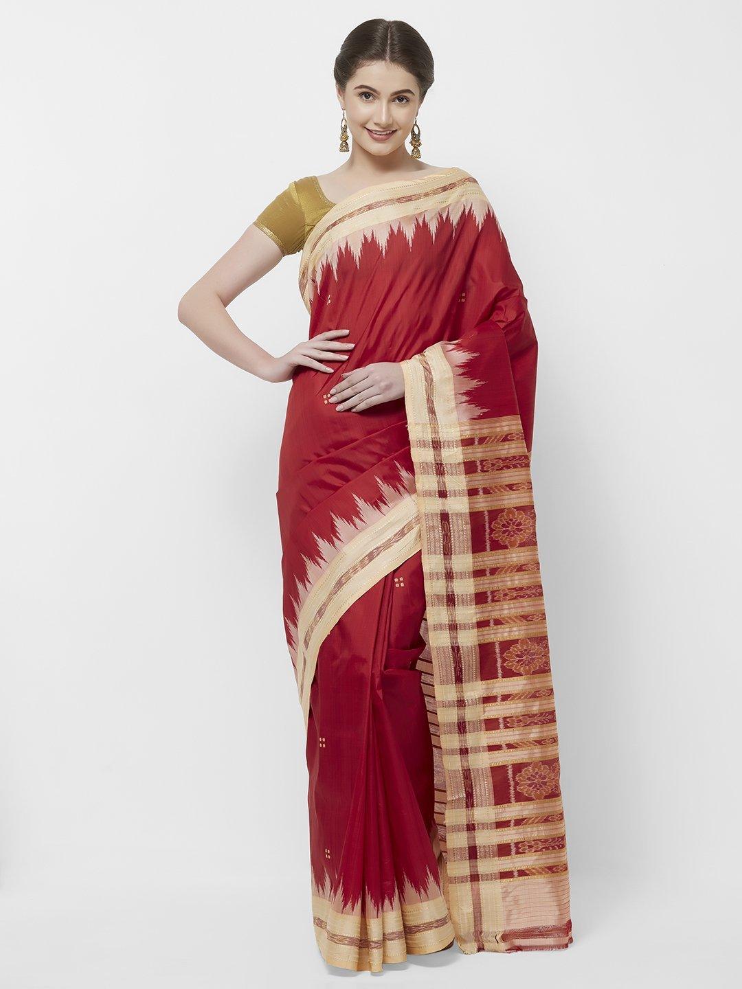 Plain Red Border Saree For Ladies at Rs.1499/Piece in sambalpur