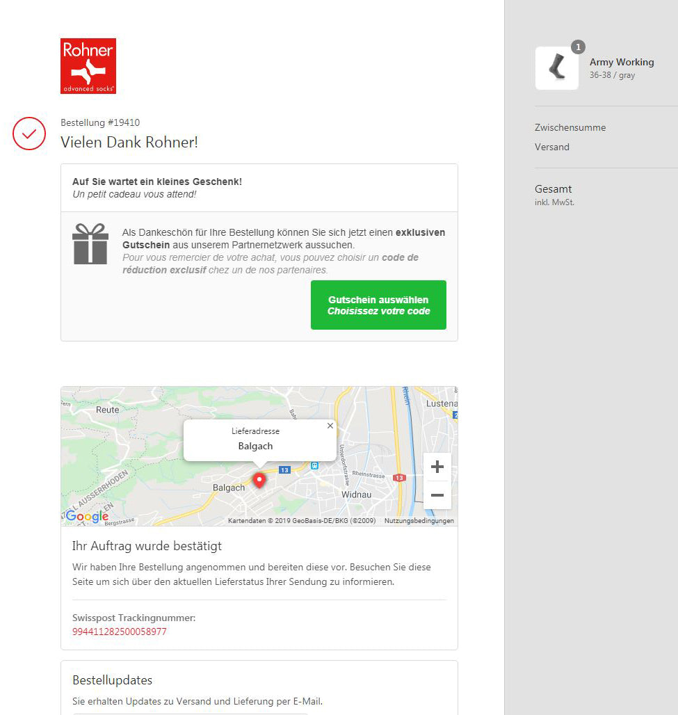 Rohner Bestätigungsmail