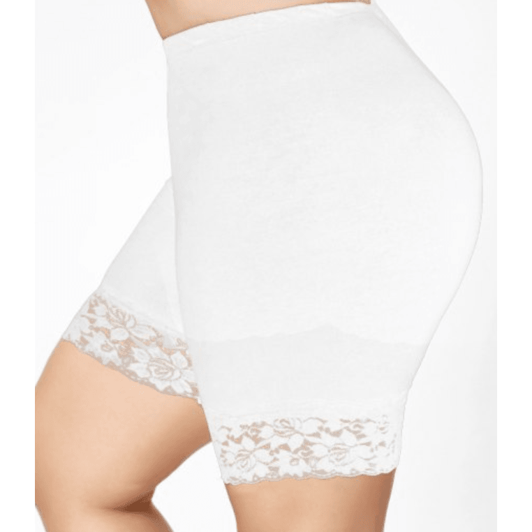 white lace trim cycling shorts