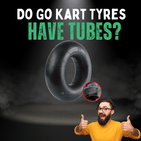 An image of a go kart tyre inner tube and a man with yellow top with thumbs up