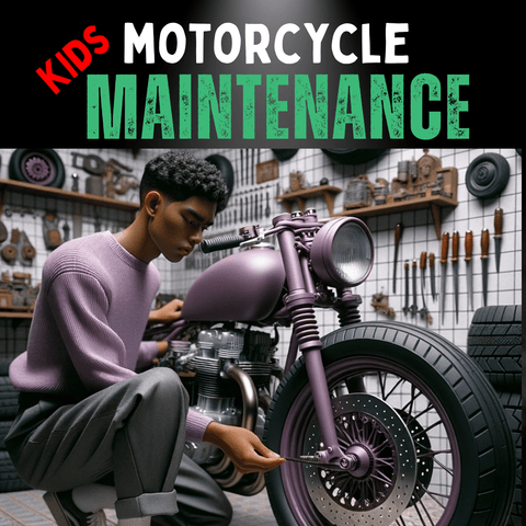A mixed race teen fixing their motorbike