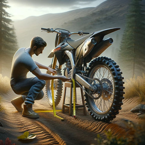 How Do I Know What Size Dirt Bike I Have - a person measuring the seat height of a dirt bike.