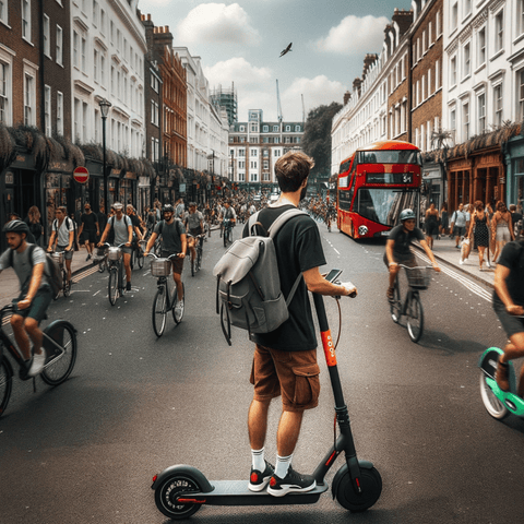 Man on Electric Scooter in London
