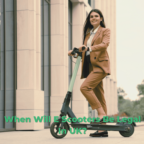a business warming posing with her e-scooter