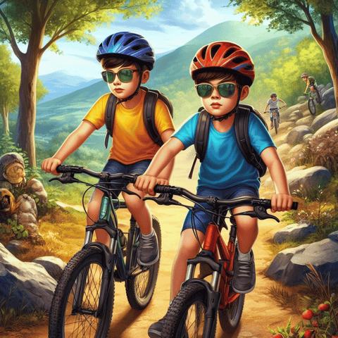 kids on trail bikes