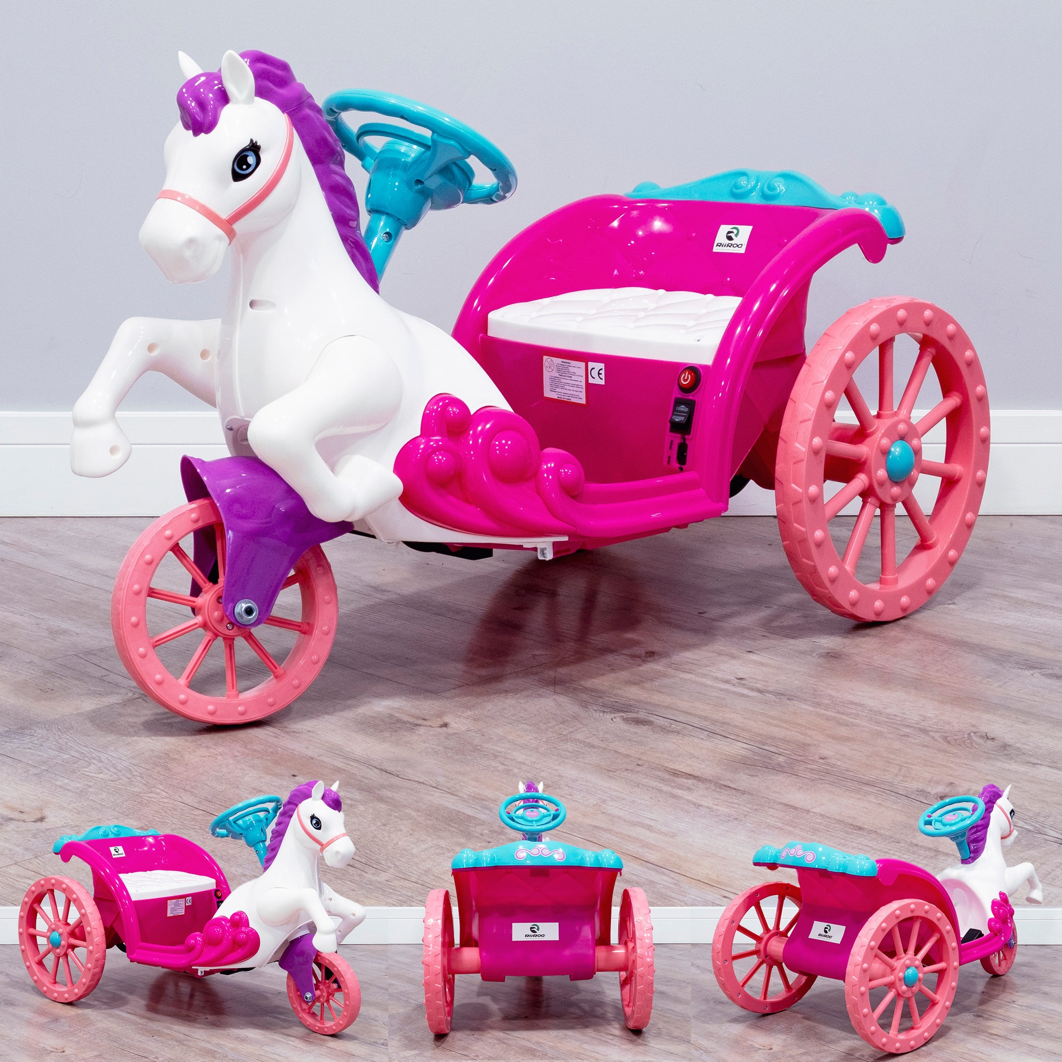 Unicorn Ride On Princes Carriage In Pink