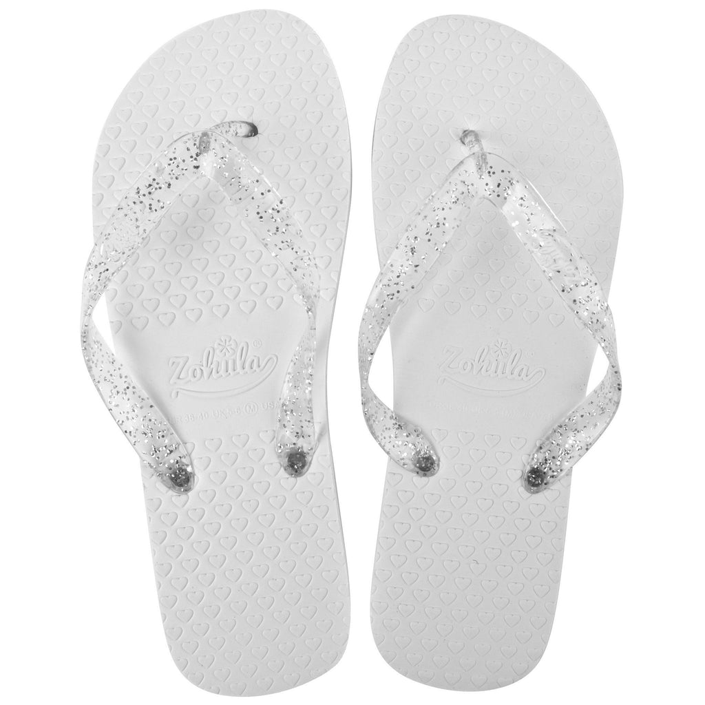 white wedding flip flops