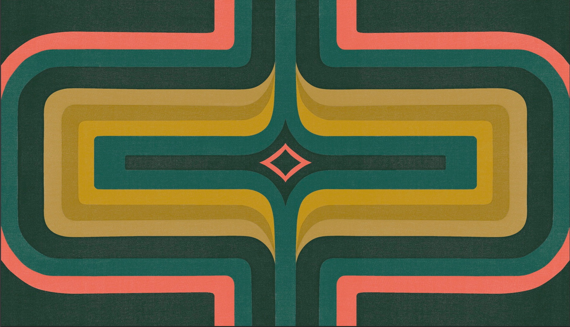 70s Geometric wallpaper Green, peach + ochre – sharonjane.co.uk