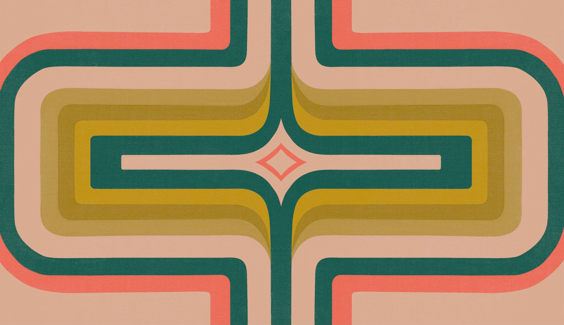 70s Geometric wallpaper, Coral + green – sharonjane.co.uk