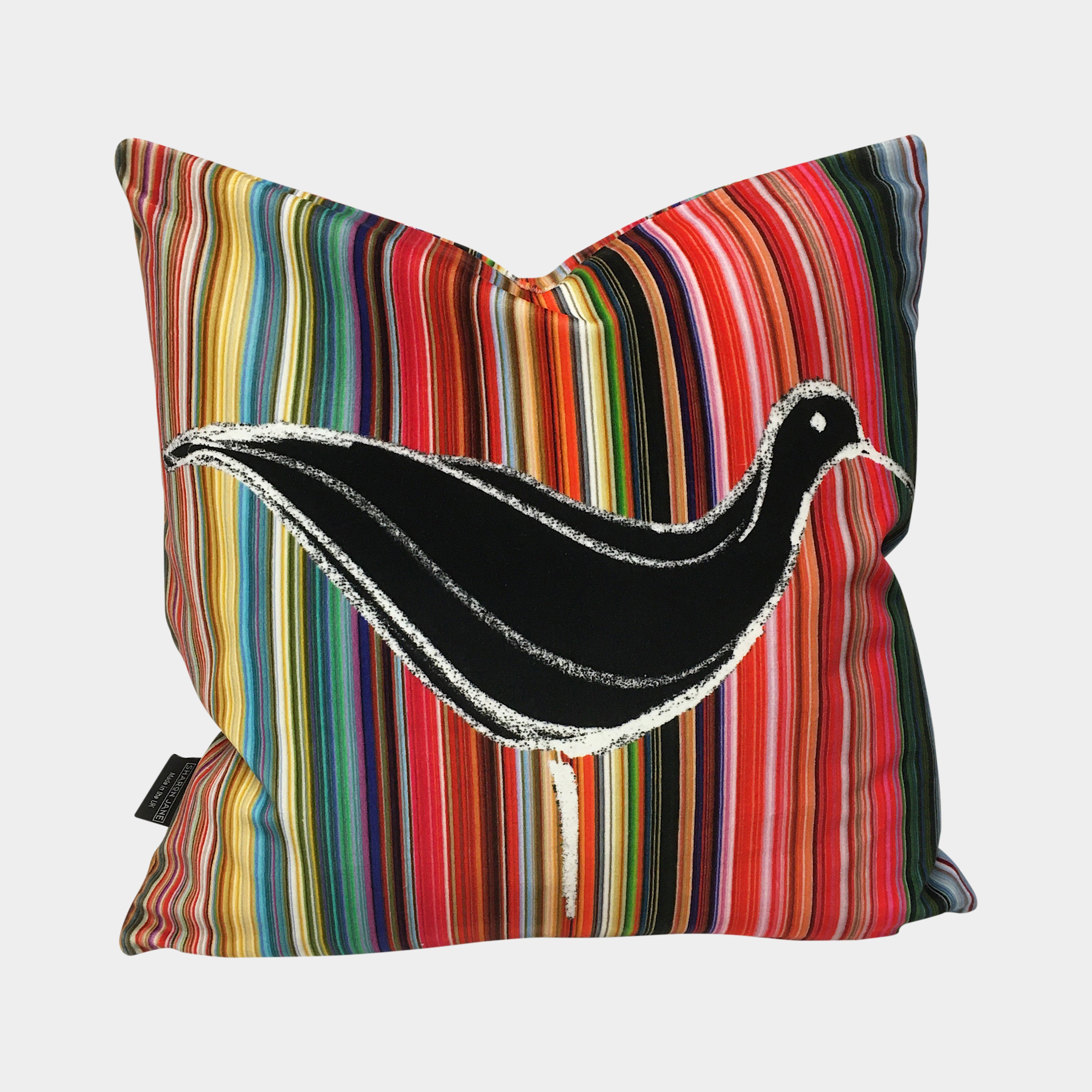 Ducks In A Row Velvet Cushion - Black