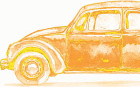 watercolor illustration of a car