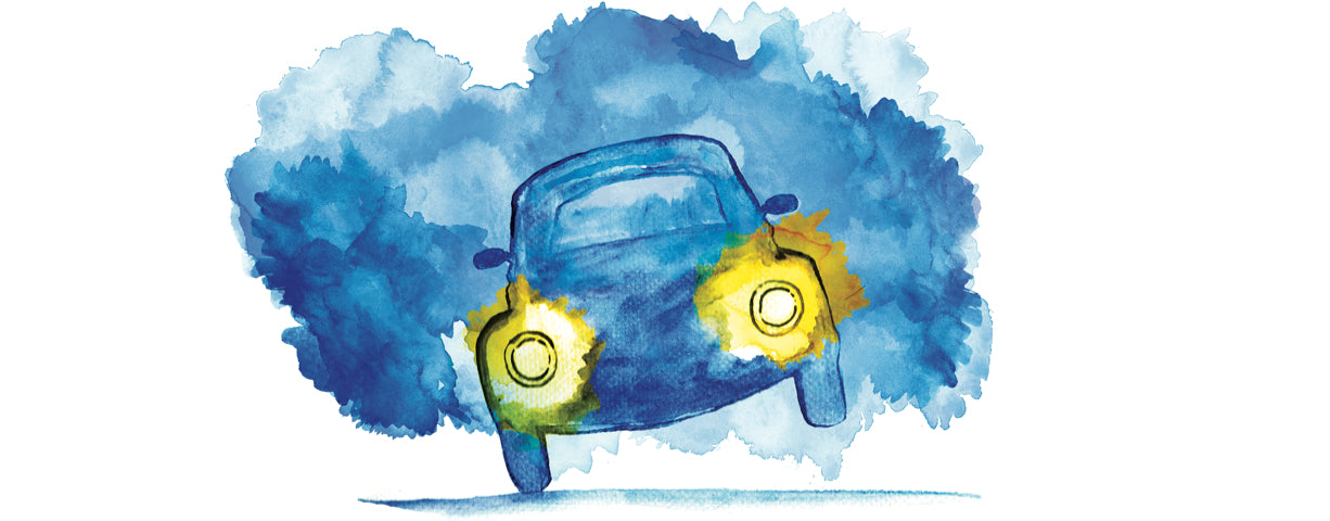 watercolor car speeding