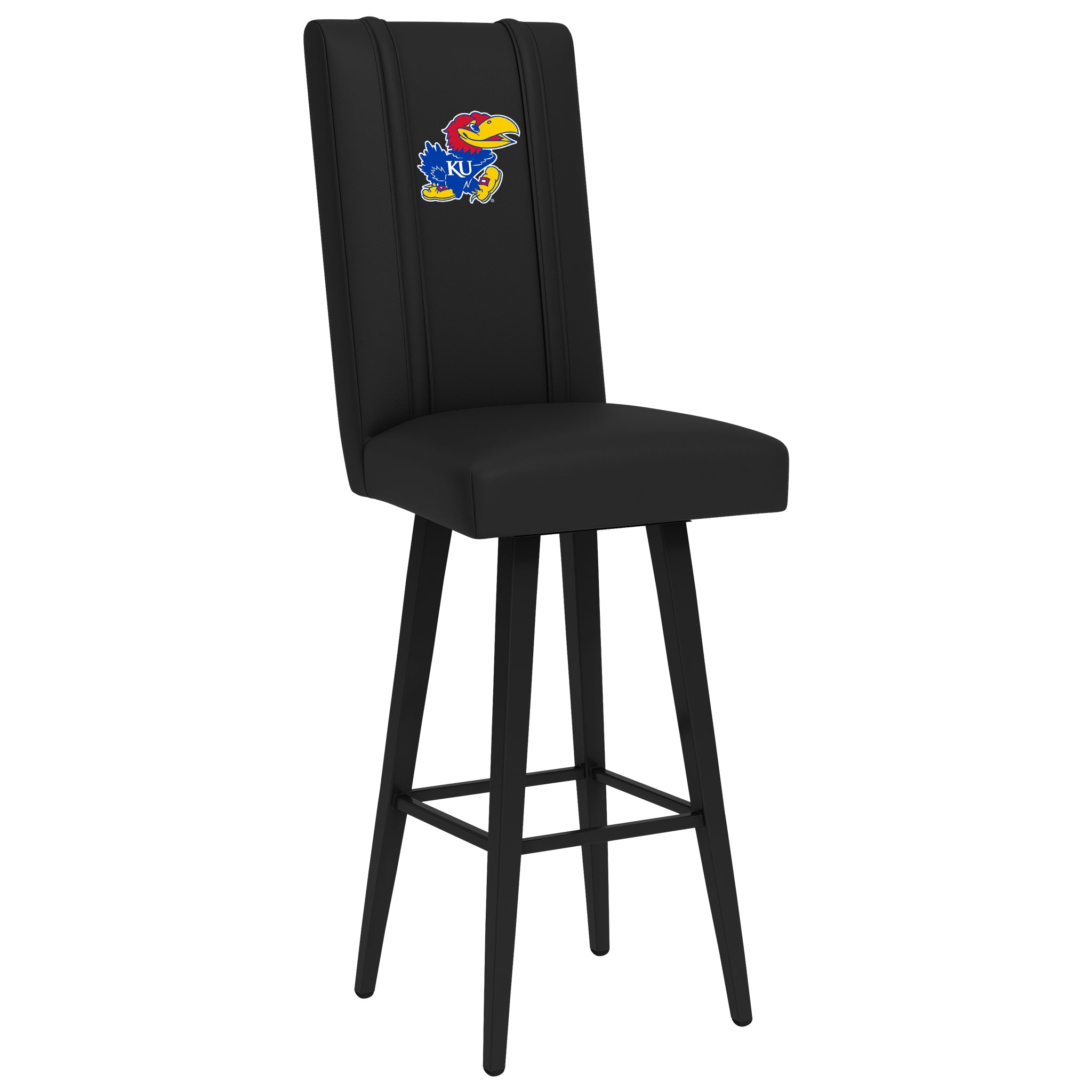 Kansas Jayhawks Swivel Bar Stool With Kansas Jayhawks Logo Panel  