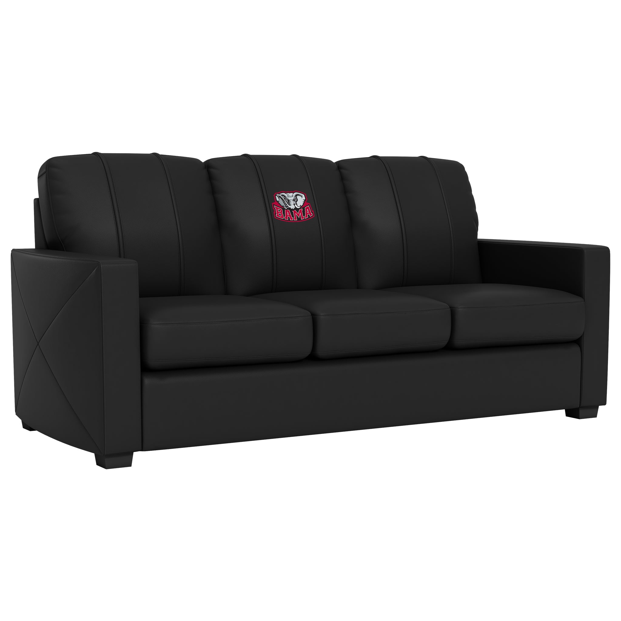 Alabama Crimson Tide Silver Sofa with Alabama Crimson Tide Bama Logo