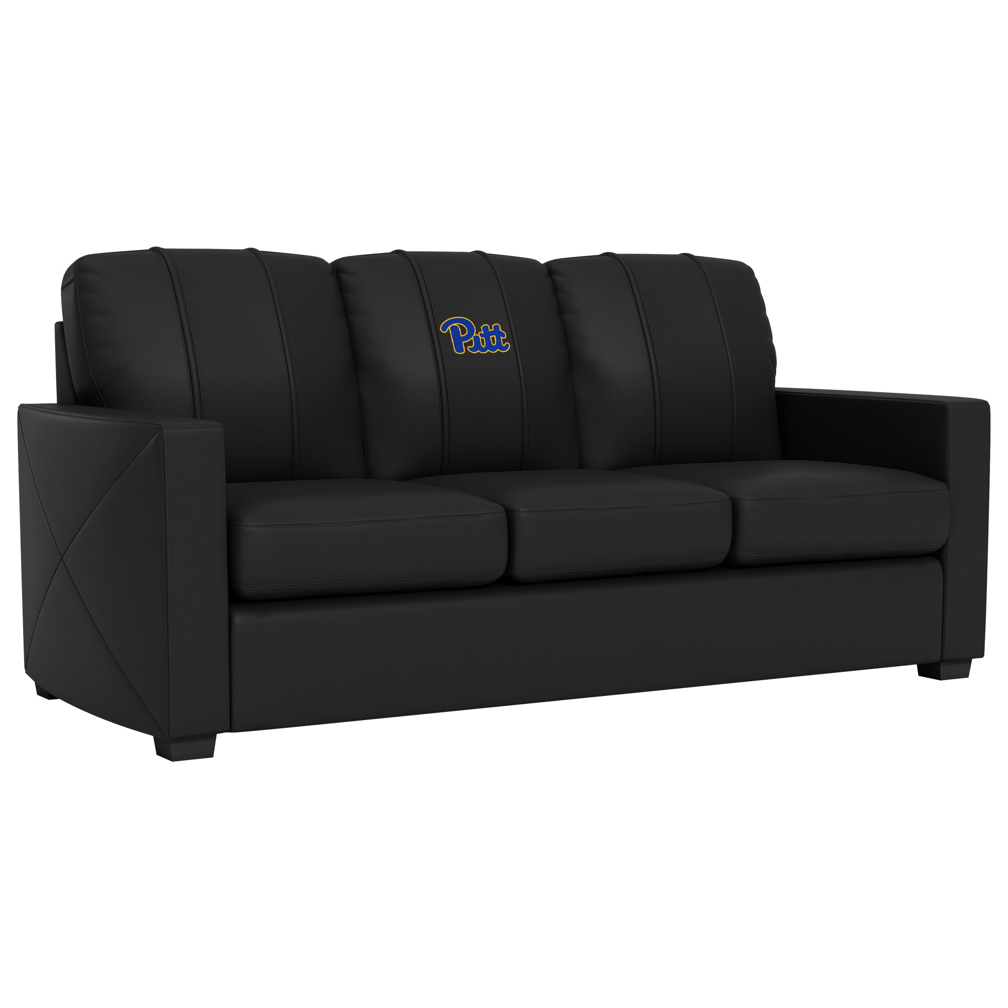 Pittsburgh Panthers Silver Sofa with Pittsburgh Panthers Logo