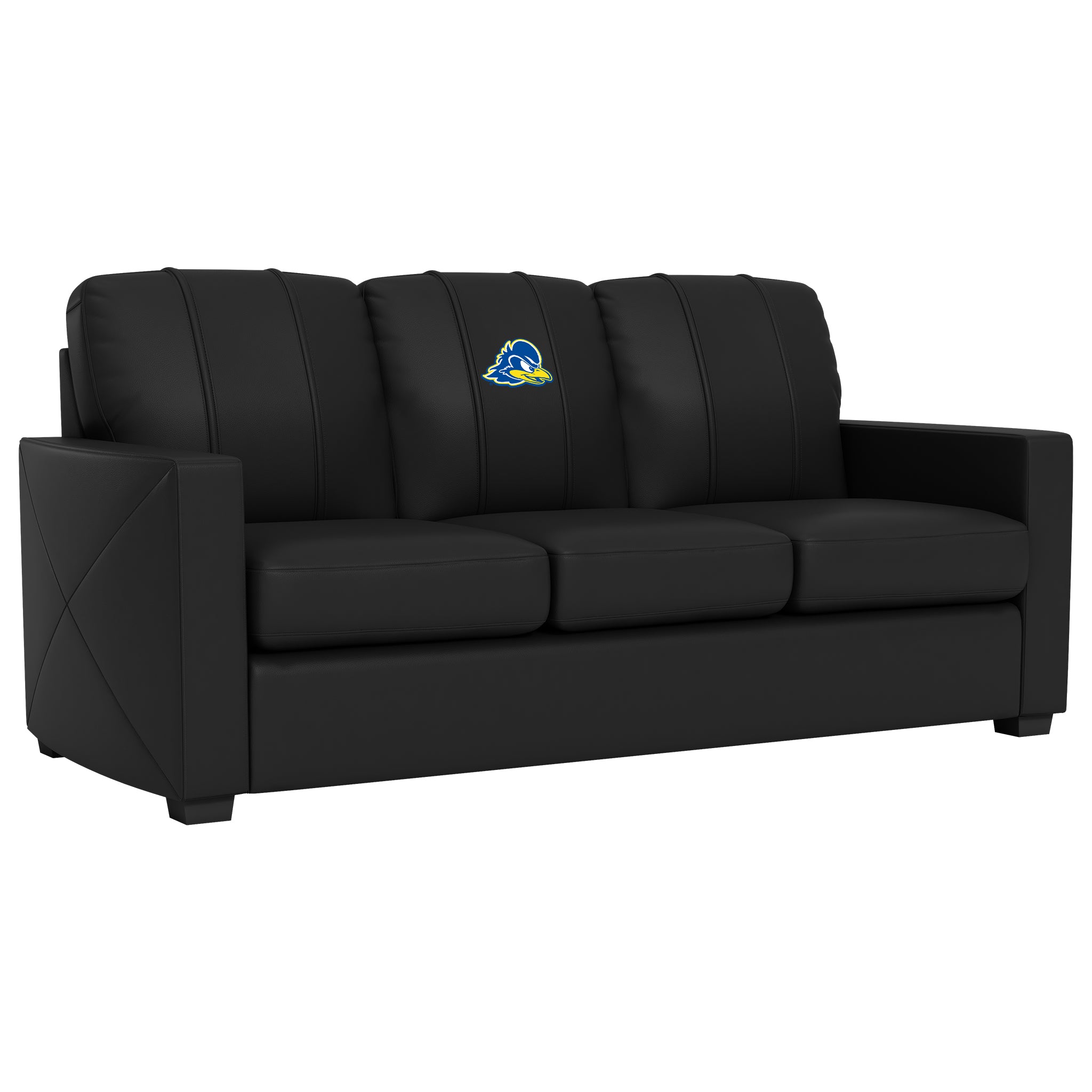 Delaware Blue Hens Silver Sofa with Delaware Blue Hens Logo