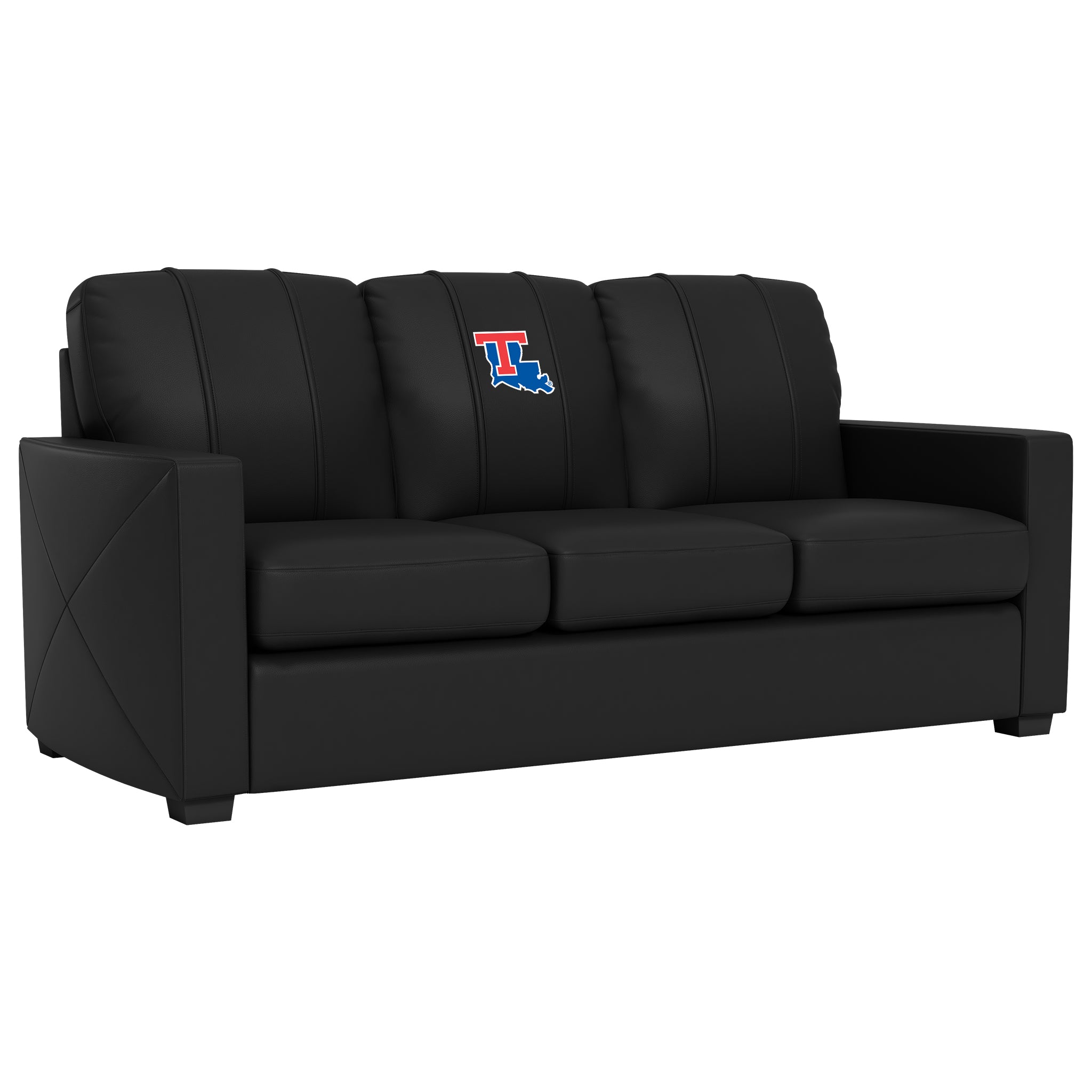 Louisiana Tech Bulldogs Silver Sofa with Louisiana Tech Bulldogs Logo