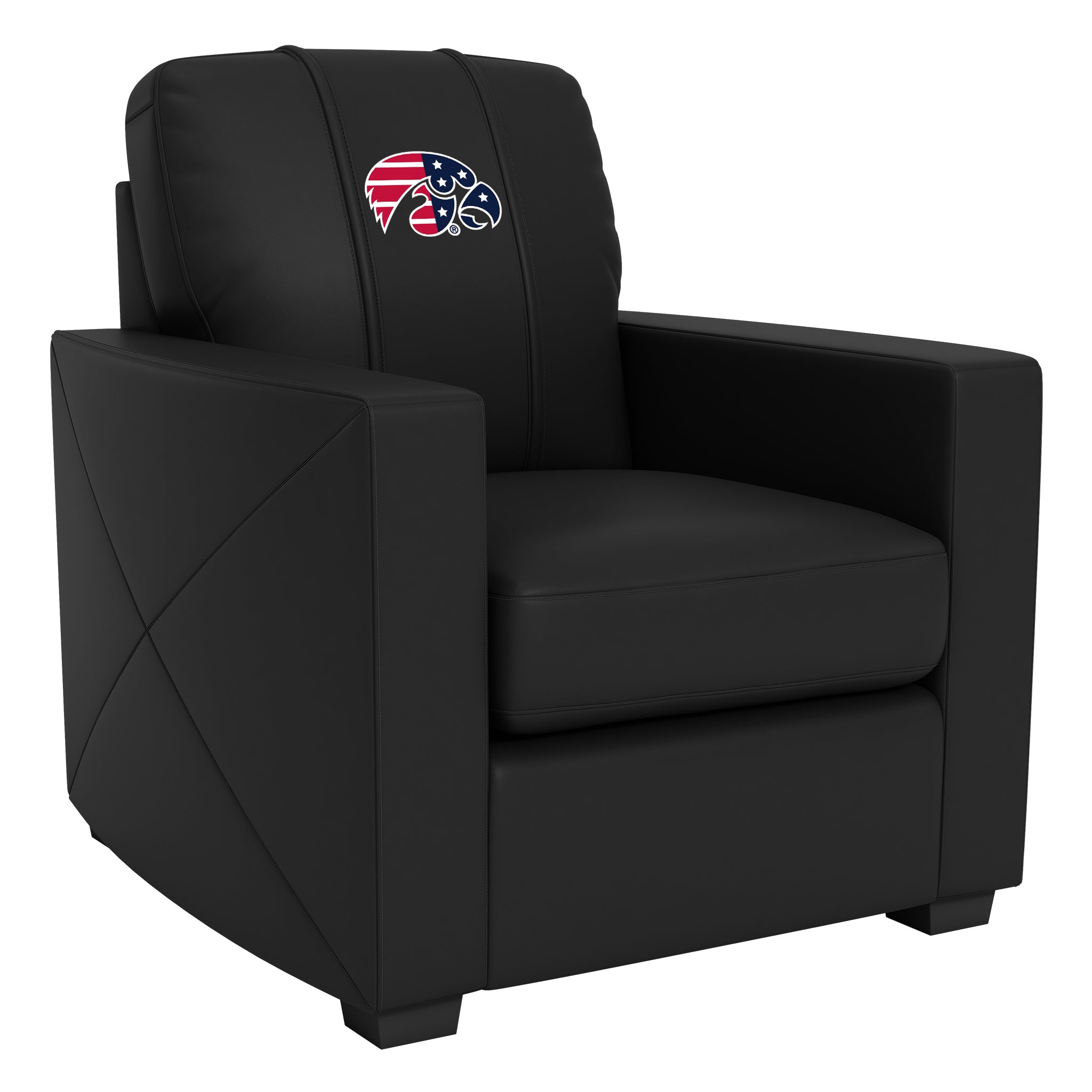 Iowa Hawkeyes Silver Club Chair with Iowa Hawkeyes Patriotic Primary Logo  